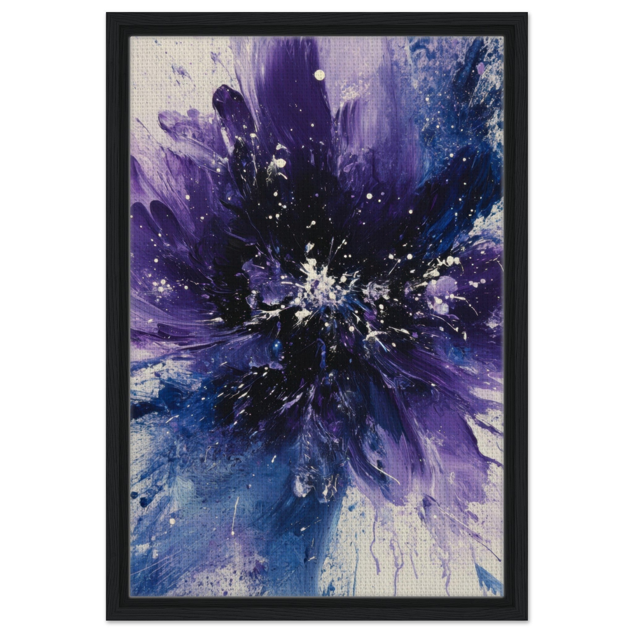Framed Canvas Portrait - Cosmic Bloom An abstract explosion of deep purple - Shop Ai Art WebShop - Digital Art online Store