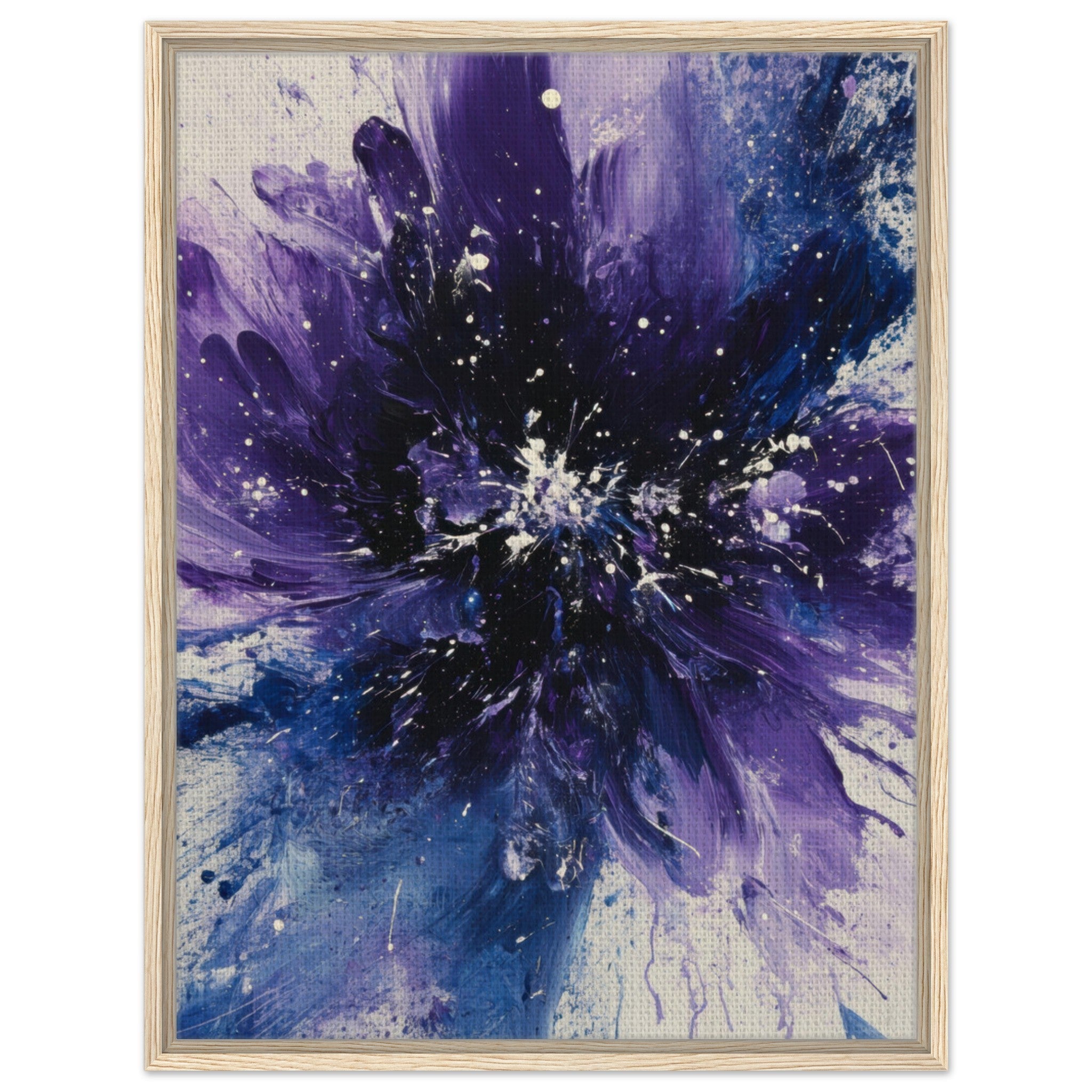 Framed Canvas Portrait - Cosmic Bloom An abstract explosion of deep purple - Shop Ai Art WebShop - Digital Art online Store