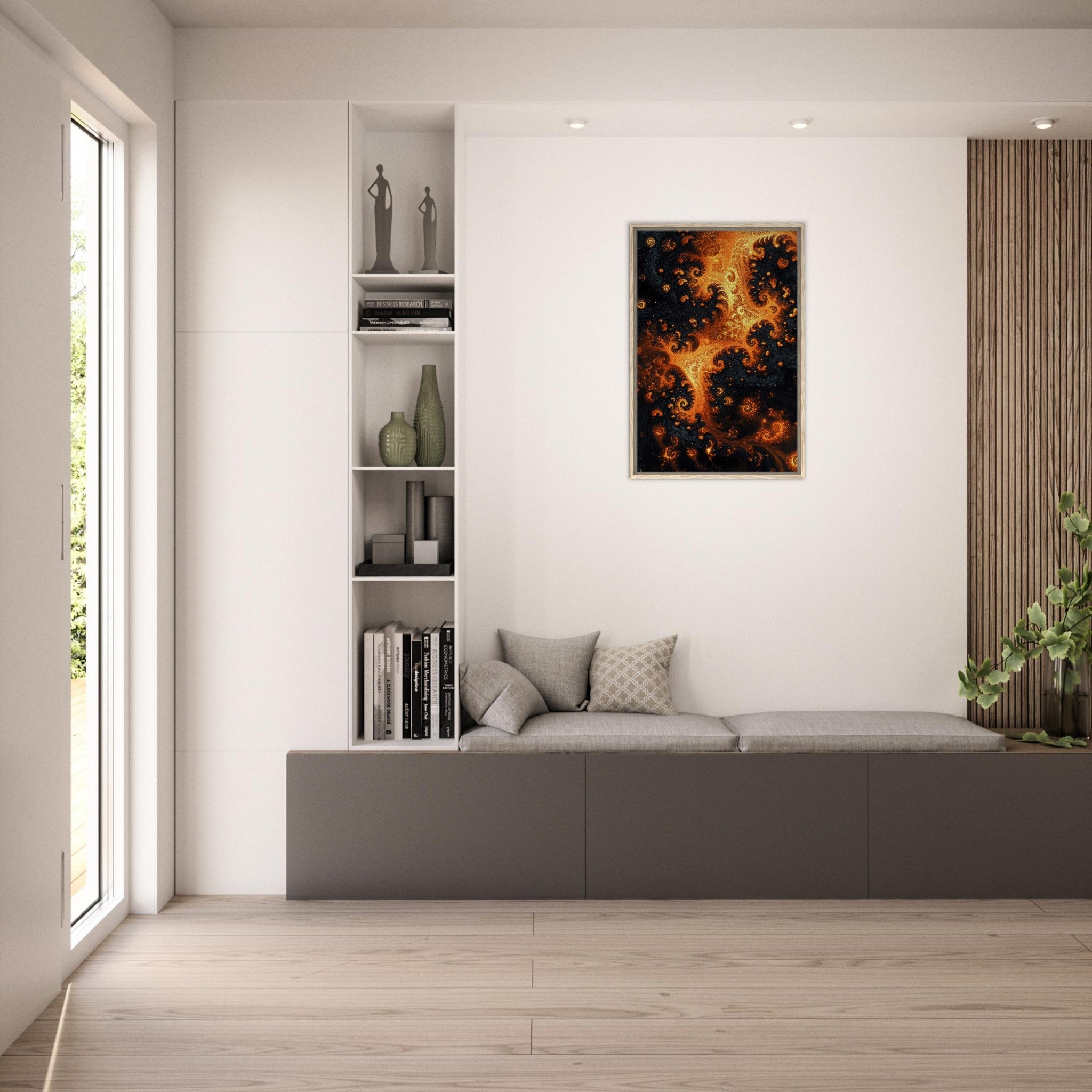 Framed Canvas Portrait - Ember Genesis A volatile burst of molten gold - Shop Ai Art WebShop - Digital Art online Store