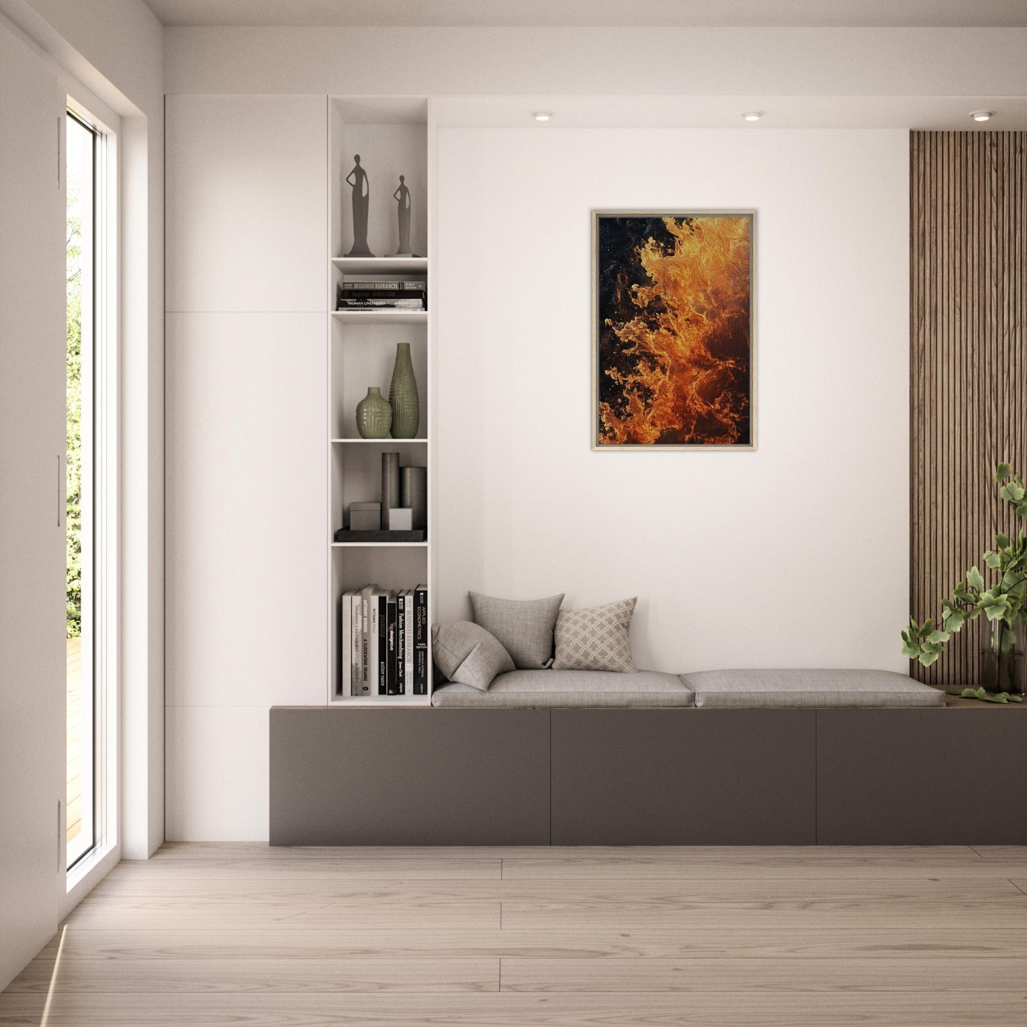 Framed Canvas Portrait - Ember Genesis A volatile burst of molten gold 7 - Shop Ai Art WebShop - Digital Art online Store