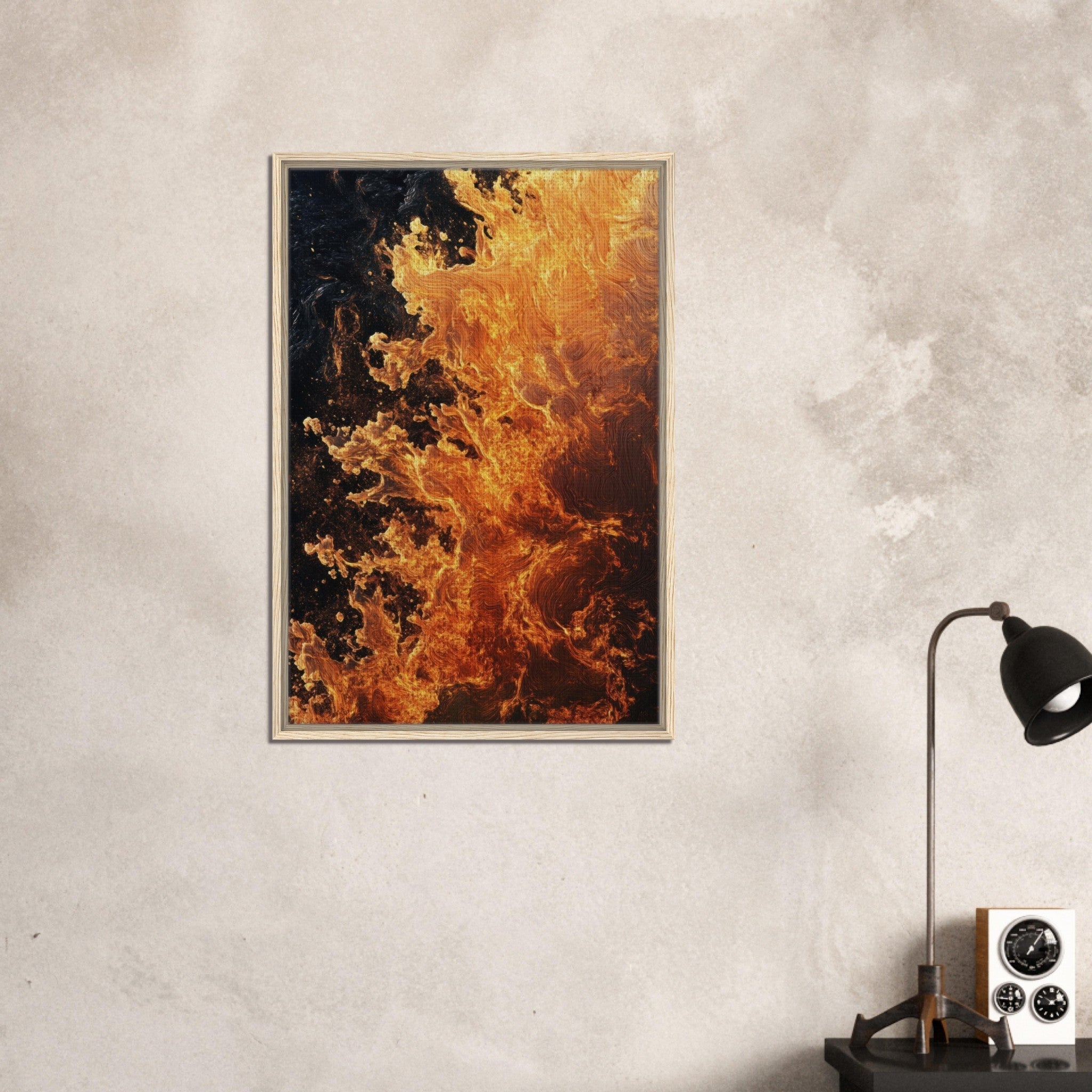 Framed Canvas Portrait - Ember Genesis A volatile burst of molten gold 7 - Shop Ai Art WebShop - Digital Art online Store