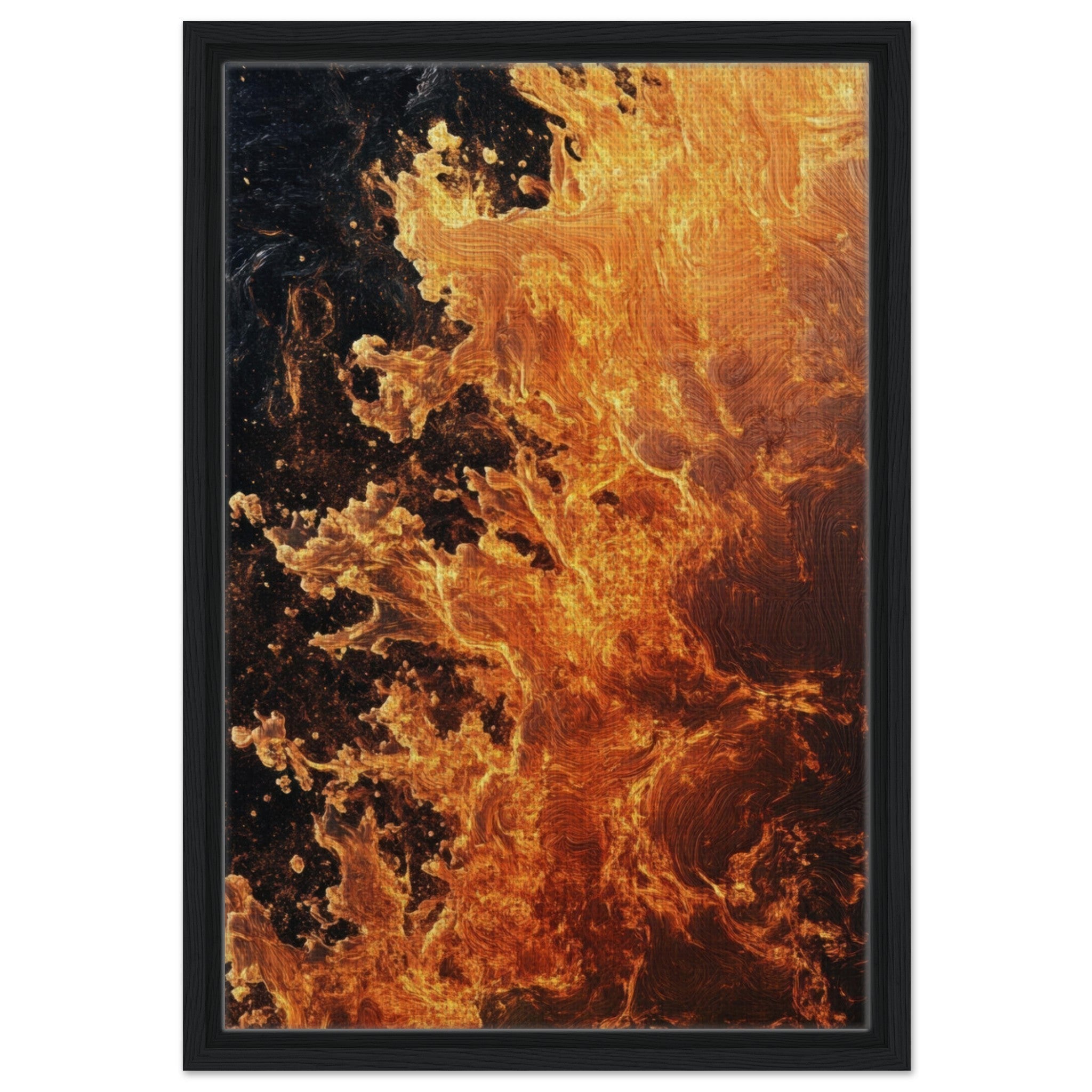Framed Canvas Portrait - Ember Genesis A volatile burst of molten gold 7 - Shop Ai Art WebShop - Digital Art online Store