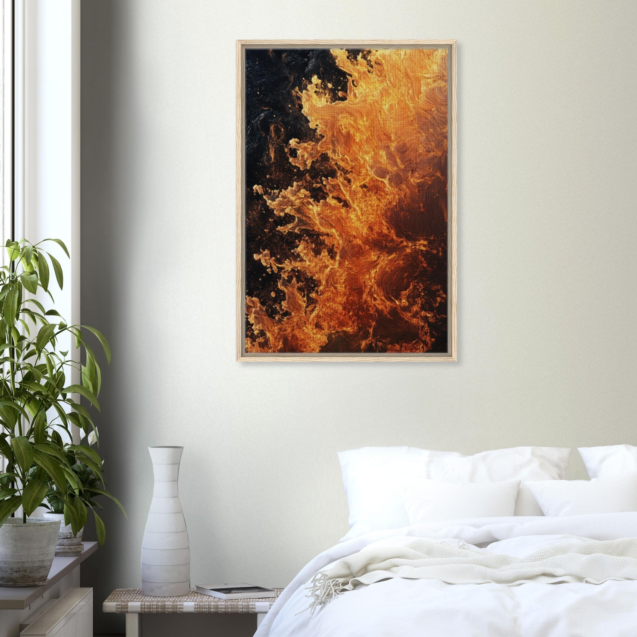 Framed Canvas Portrait - Ember Genesis A volatile burst of molten gold 7 - Shop Ai Art WebShop - Digital Art online Store