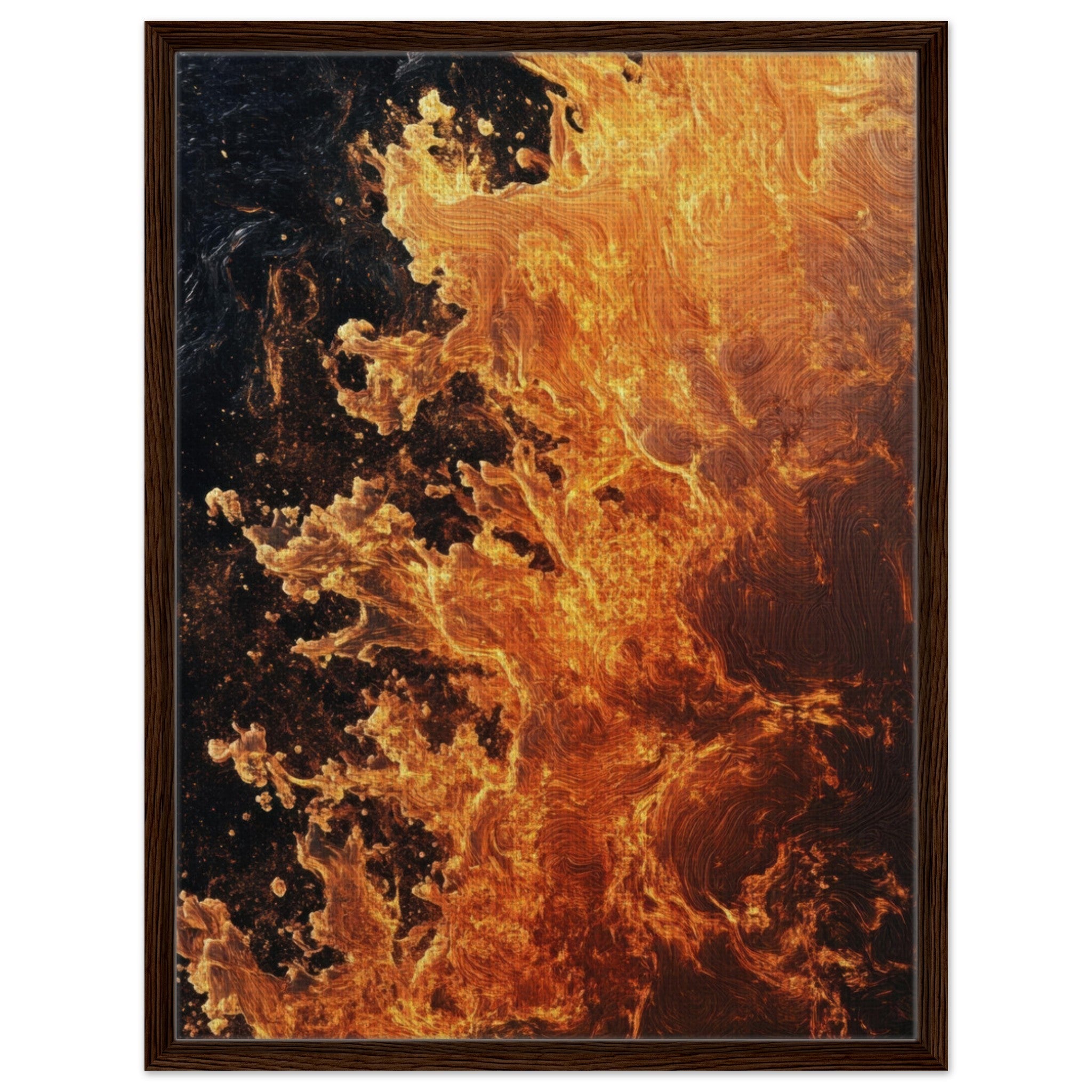 Framed Canvas Portrait - Ember Genesis A volatile burst of molten gold 7 - Shop Ai Art WebShop - Digital Art online Store