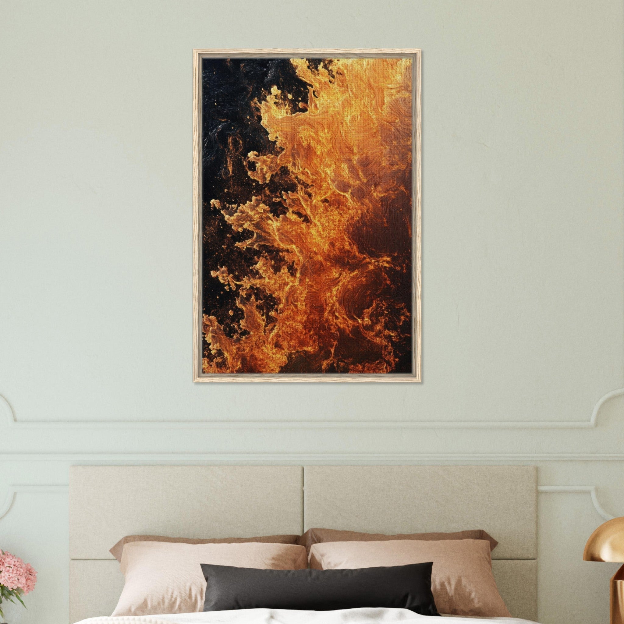 Framed Canvas Portrait - Ember Genesis A volatile burst of molten gold 7 - Shop Ai Art WebShop - Digital Art online Store