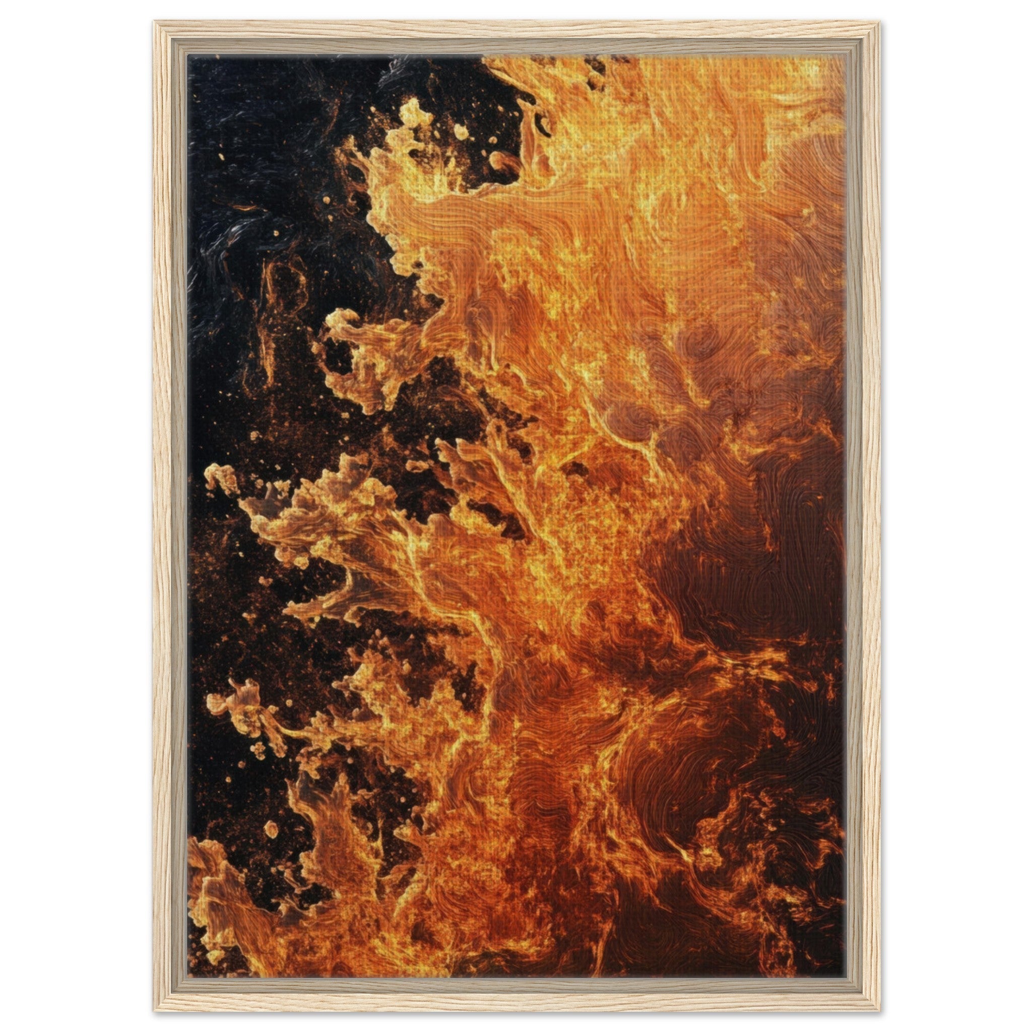 Framed Canvas Portrait - Ember Genesis A volatile burst of molten gold 7 - Shop Ai Art WebShop - Digital Art online Store