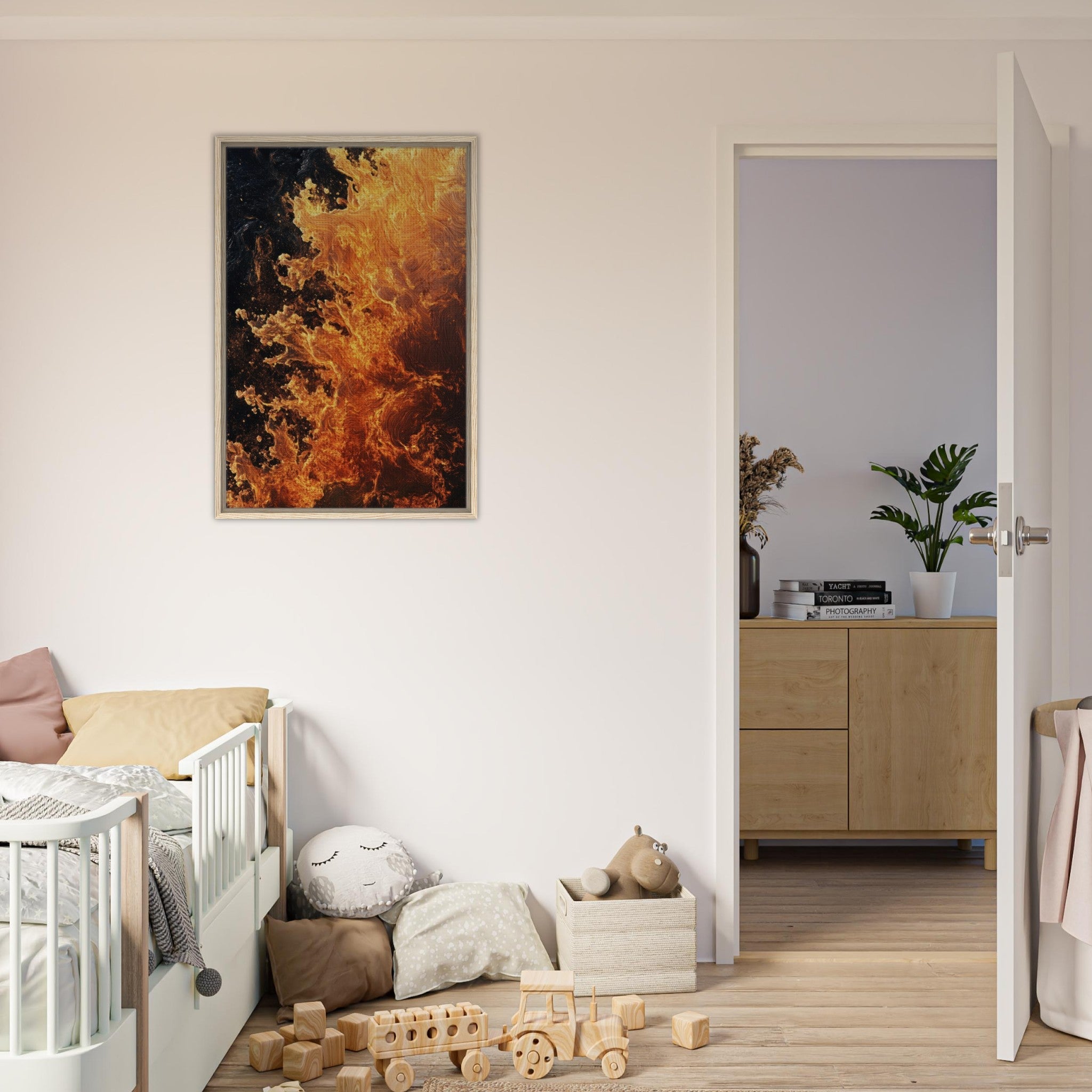 Framed Canvas Portrait - Ember Genesis A volatile burst of molten gold 7 - Shop Ai Art WebShop - Digital Art online Store