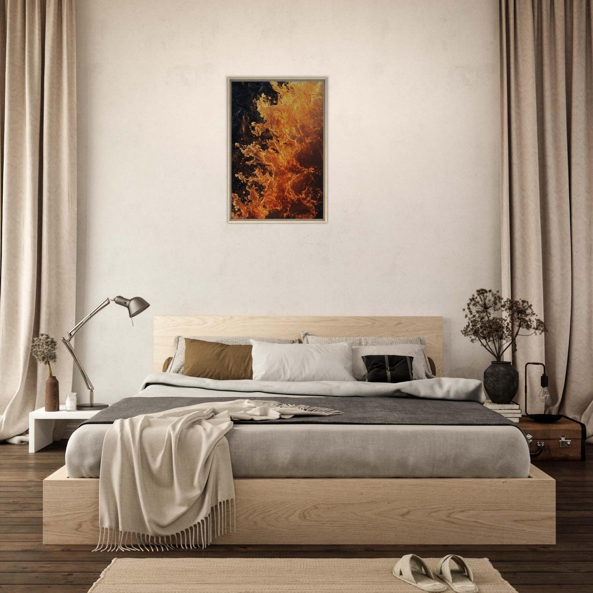 Framed Canvas Portrait - Ember Genesis A volatile burst of molten gold 7 - Shop Ai Art WebShop - Digital Art online Store