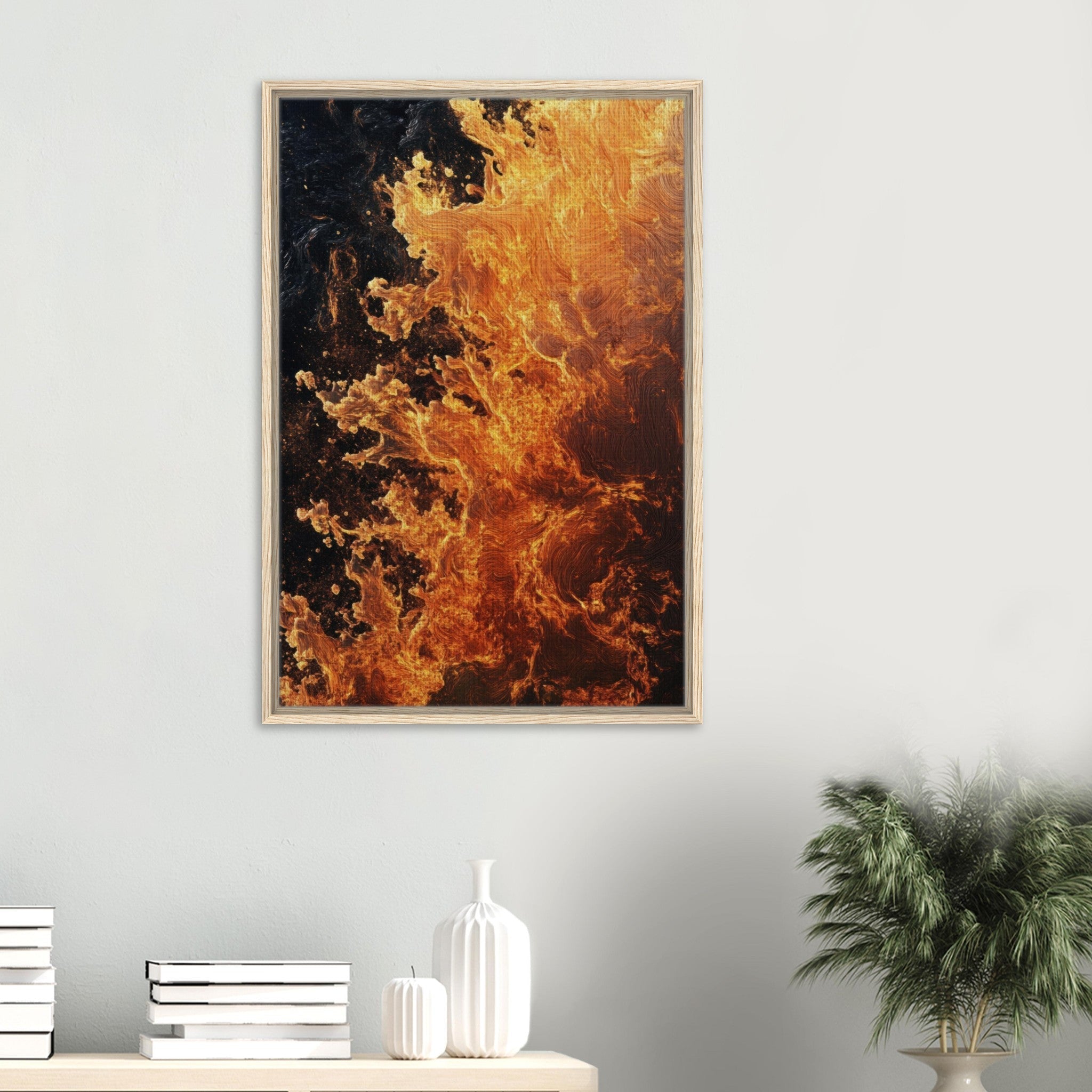 Framed Canvas Portrait - Ember Genesis A volatile burst of molten gold 7 - Shop Ai Art WebShop - Digital Art online Store