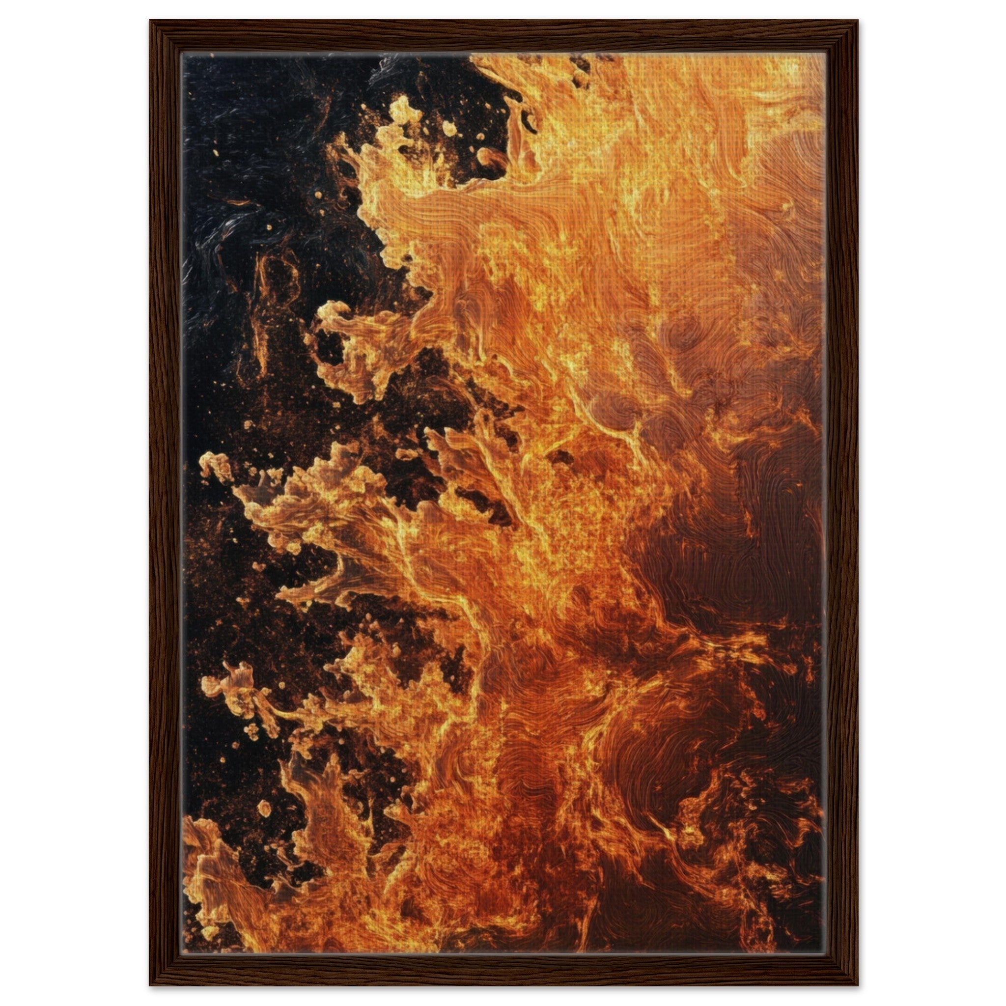 Framed Canvas Portrait - Ember Genesis A volatile burst of molten gold 7 - Shop Ai Art WebShop - Digital Art online Store