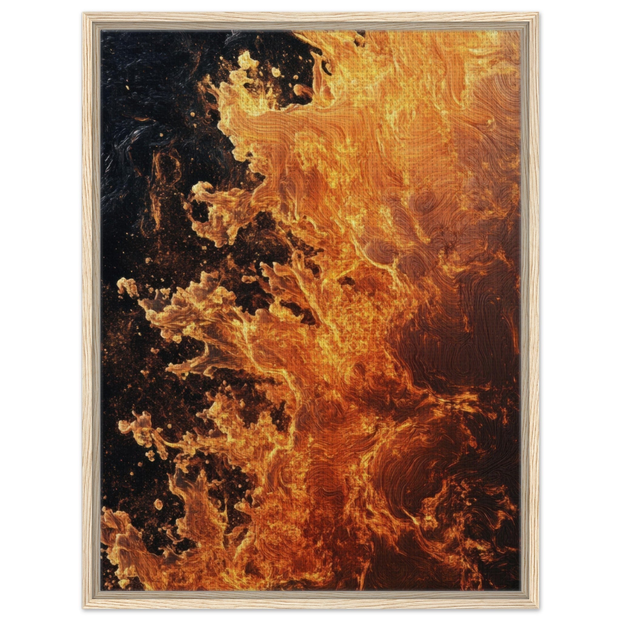 Framed Canvas Portrait - Ember Genesis A volatile burst of molten gold 7 - Shop Ai Art WebShop - Digital Art online Store