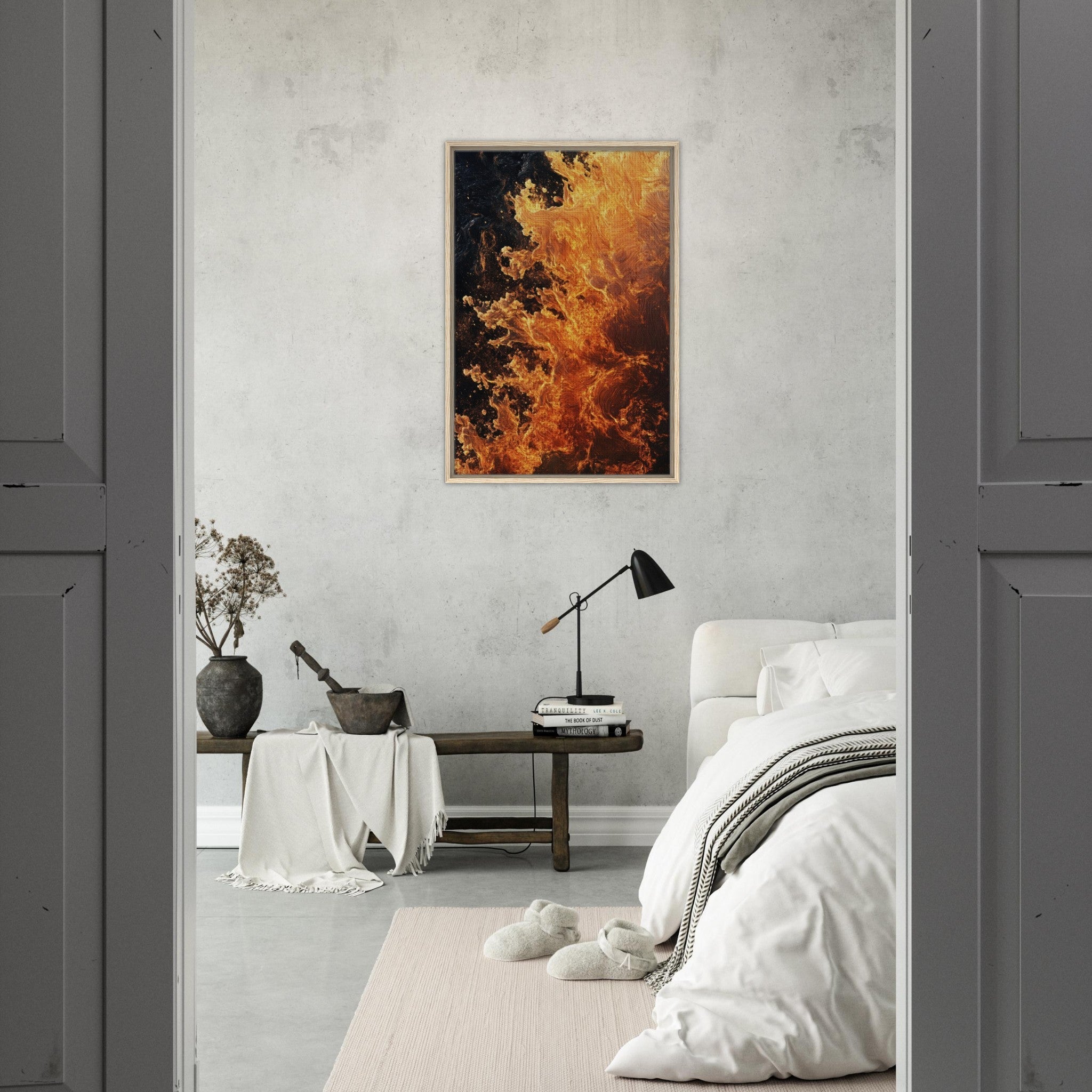 Framed Canvas Portrait - Ember Genesis A volatile burst of molten gold 7 - Shop Ai Art WebShop - Digital Art online Store