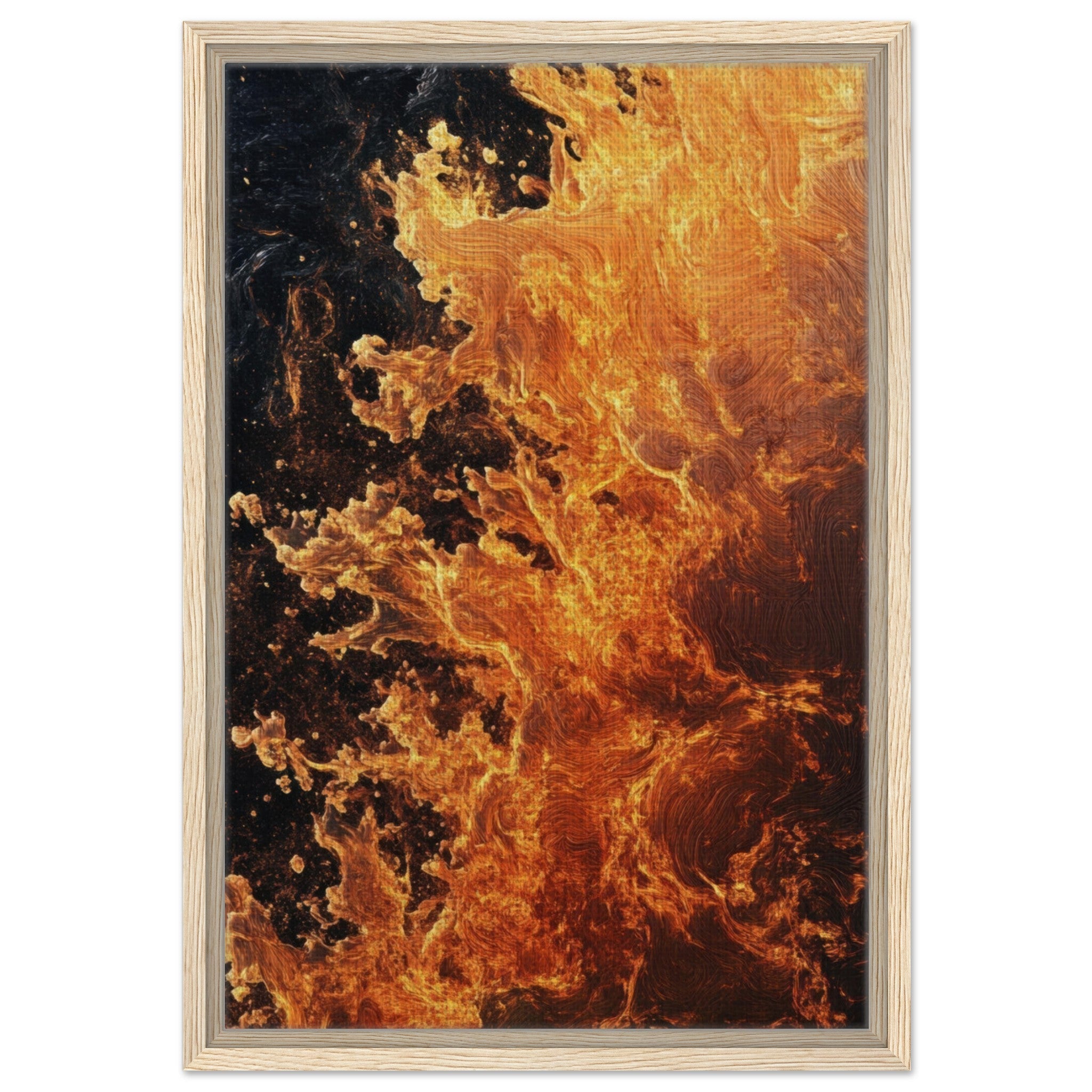 Framed Canvas Portrait - Ember Genesis A volatile burst of molten gold 7 - Shop Ai Art WebShop - Digital Art online Store