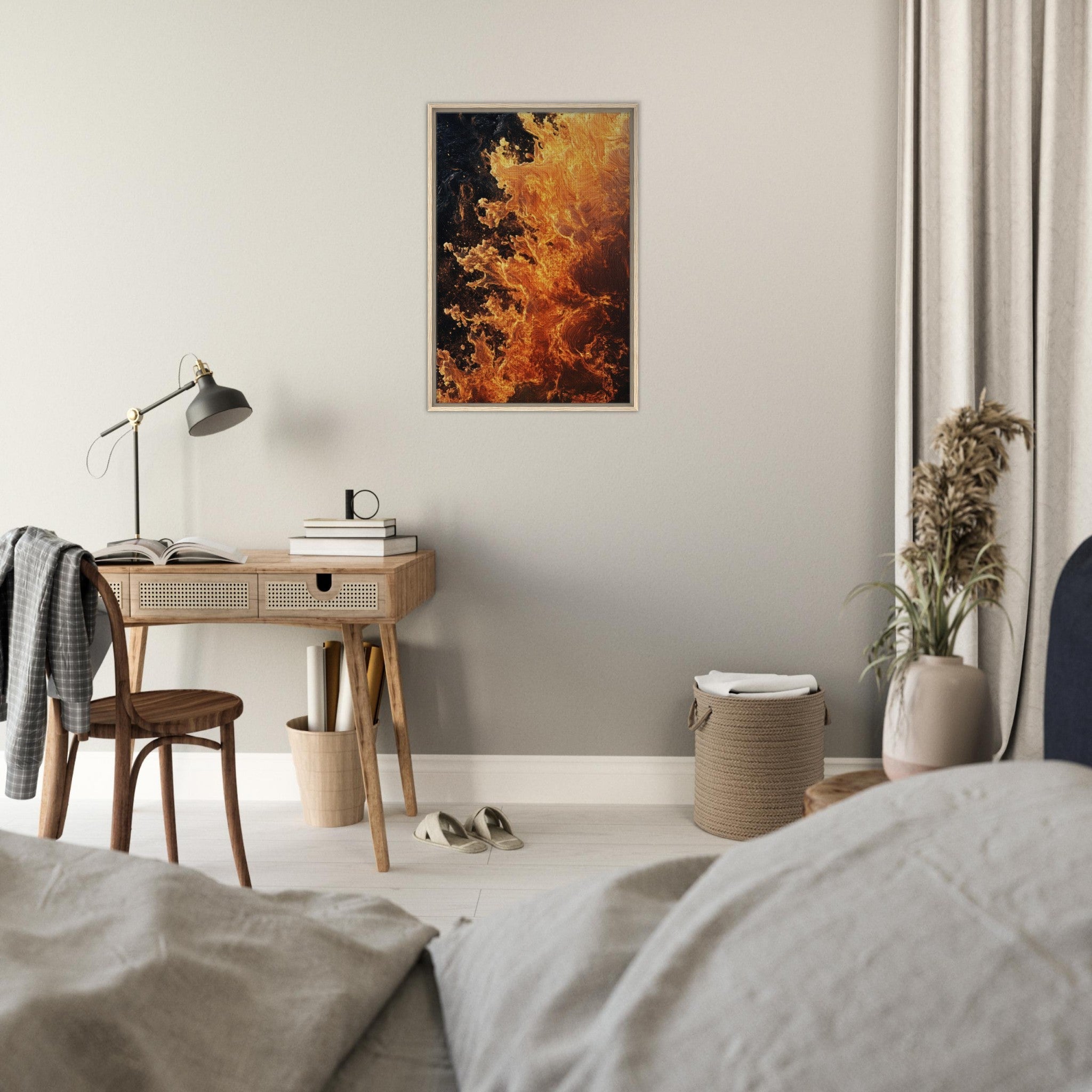 Framed Canvas Portrait - Ember Genesis A volatile burst of molten gold 7 - Shop Ai Art WebShop - Digital Art online Store