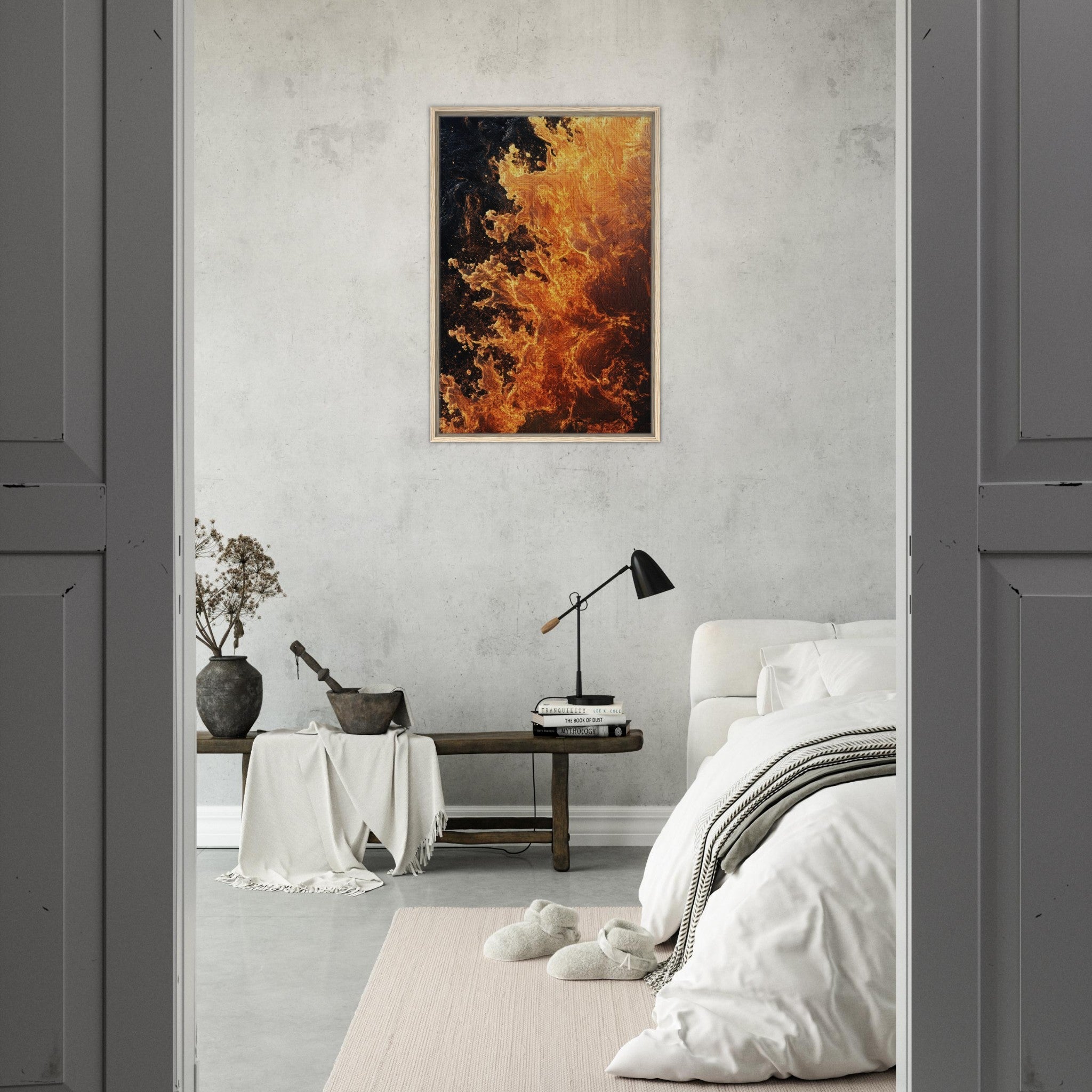 Framed Canvas Portrait - Ember Genesis A volatile burst of molten gold 7 - Shop Ai Art WebShop - Digital Art online Store