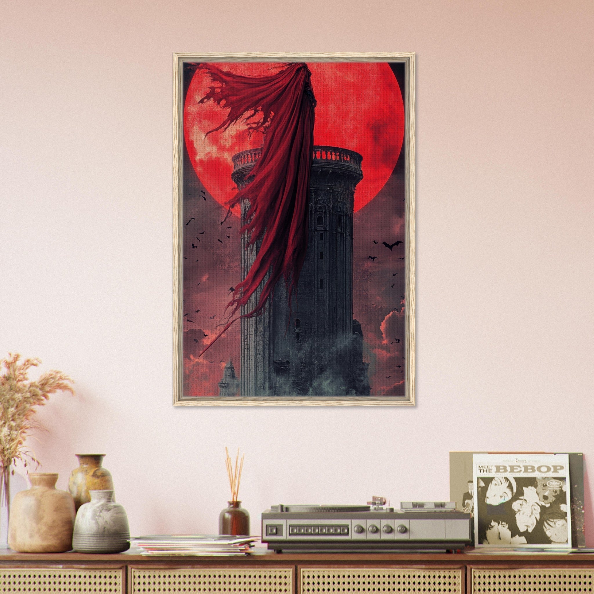 Framed Canvas Portrait - Gothic Vampire Sorcerer in a Moonlit Castle 6 - Shop Ai Art WebShop - Digital Art online Store