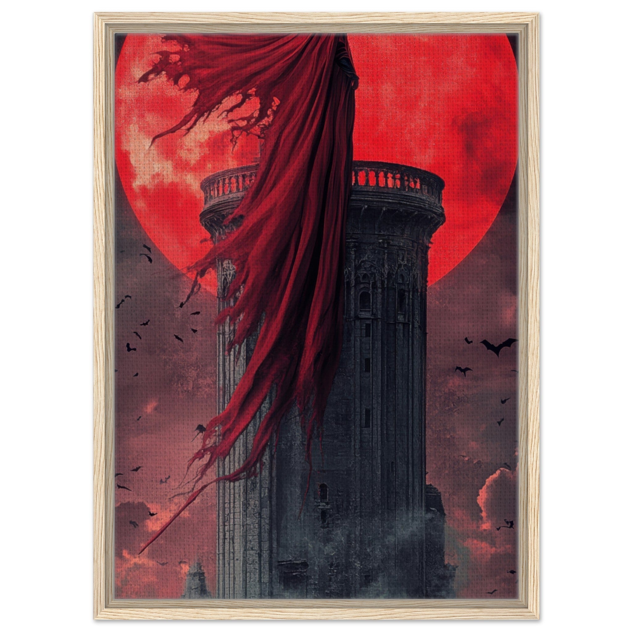 Framed Canvas Portrait - Gothic Vampire Sorcerer in a Moonlit Castle 6 - Shop Ai Art WebShop - Digital Art online Store