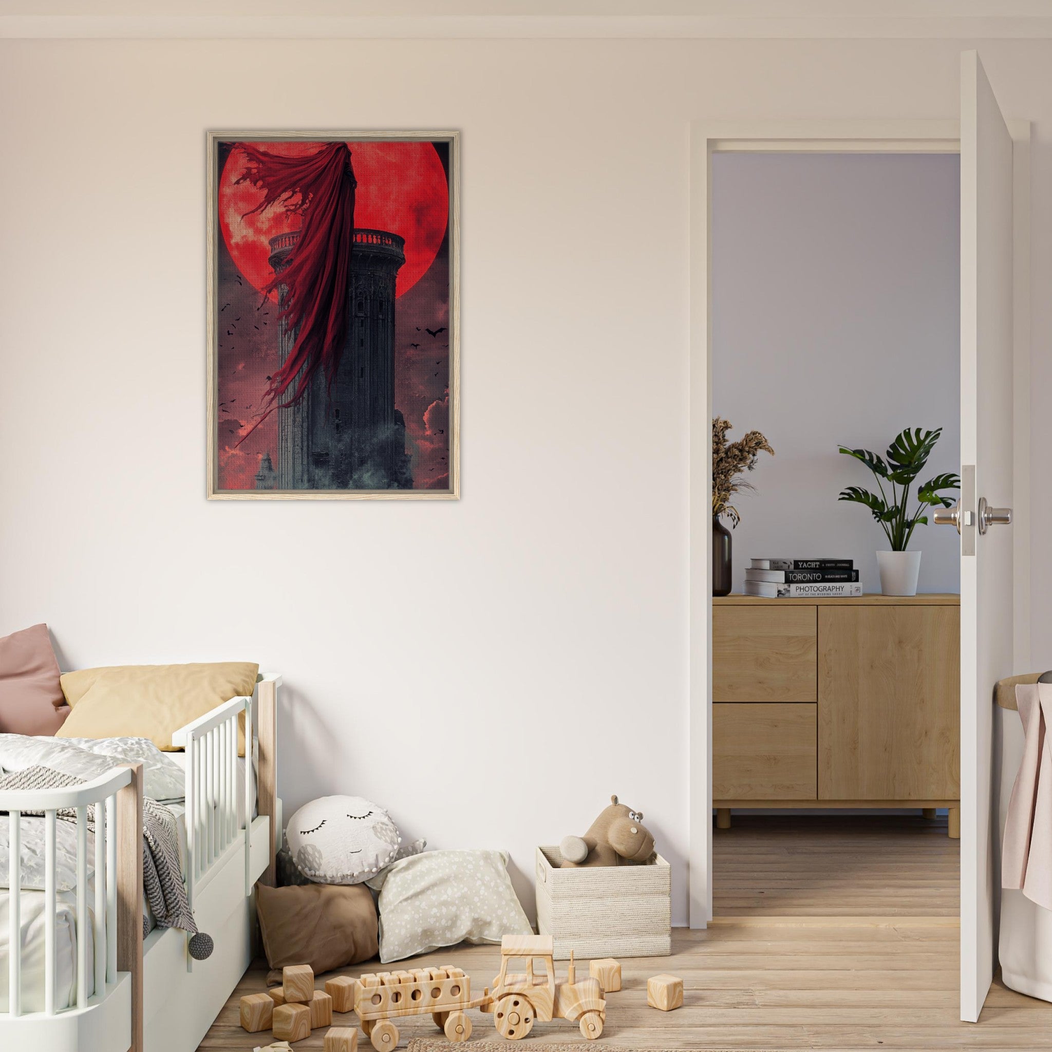 Framed Canvas Portrait - Gothic Vampire Sorcerer in a Moonlit Castle 6 - Shop Ai Art WebShop - Digital Art online Store