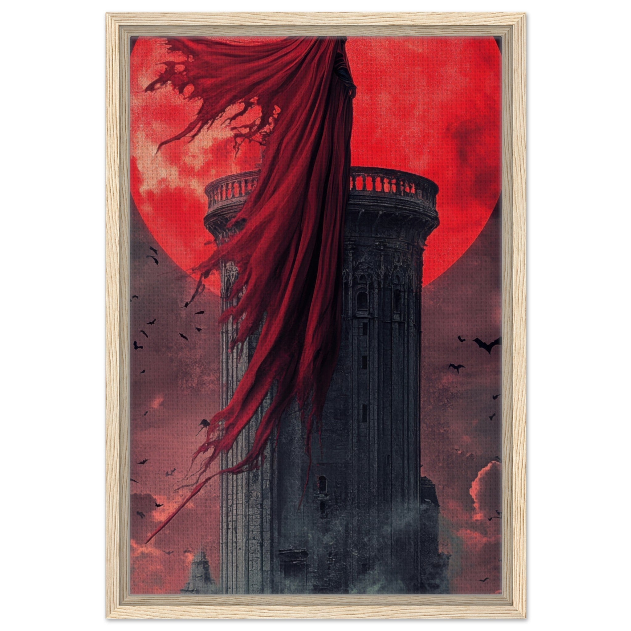 Framed Canvas Portrait - Gothic Vampire Sorcerer in a Moonlit Castle 6 - Shop Ai Art WebShop - Digital Art online Store