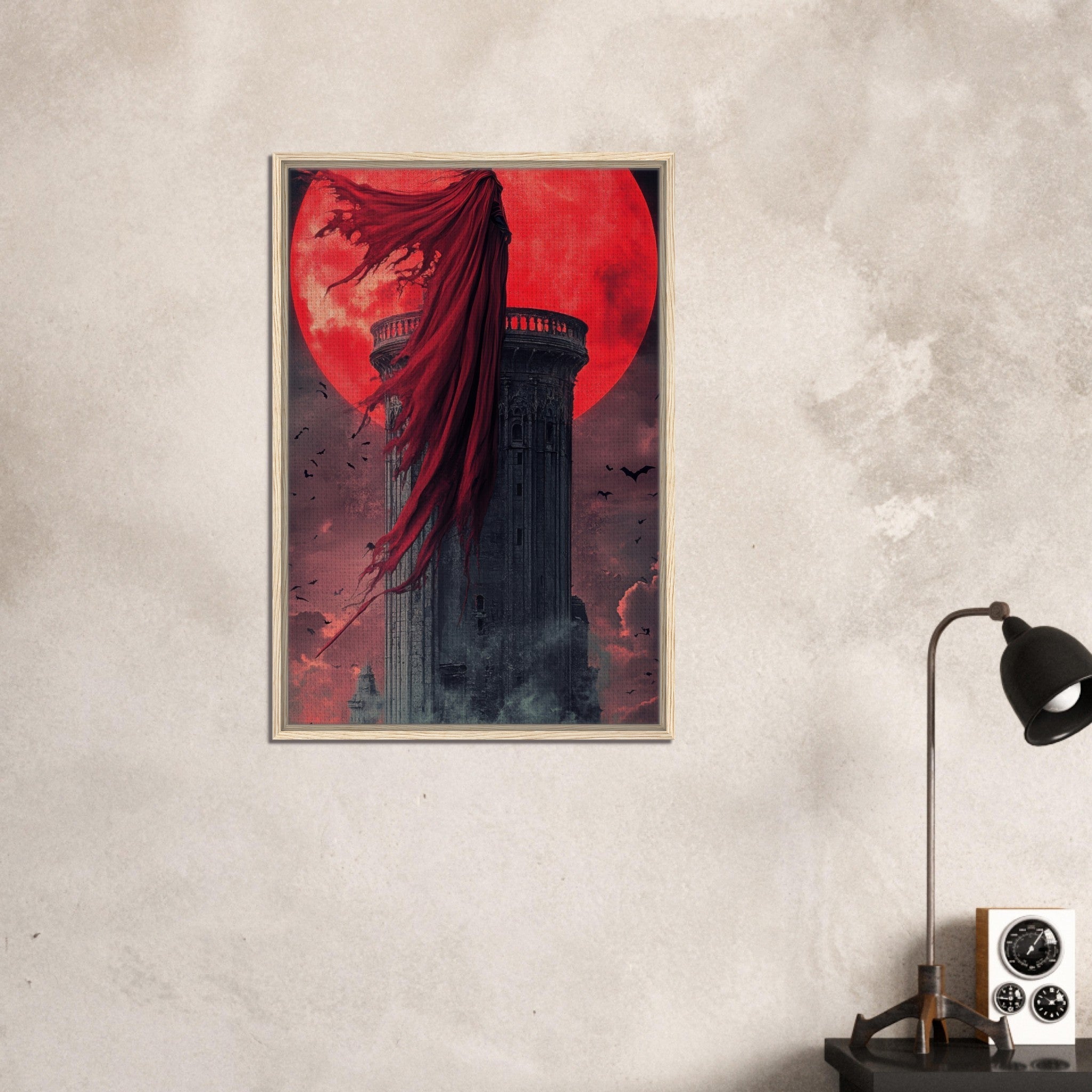 Framed Canvas Portrait - Gothic Vampire Sorcerer in a Moonlit Castle 6 - Shop Ai Art WebShop - Digital Art online Store
