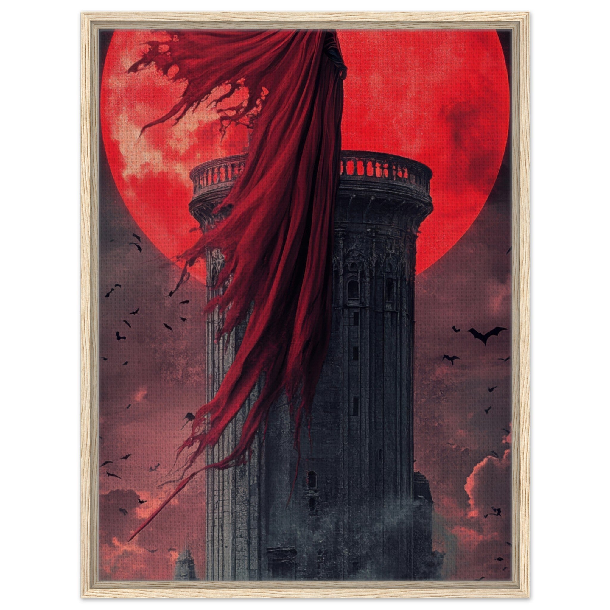 Framed Canvas Portrait - Gothic Vampire Sorcerer in a Moonlit Castle 6 - Shop Ai Art WebShop - Digital Art online Store