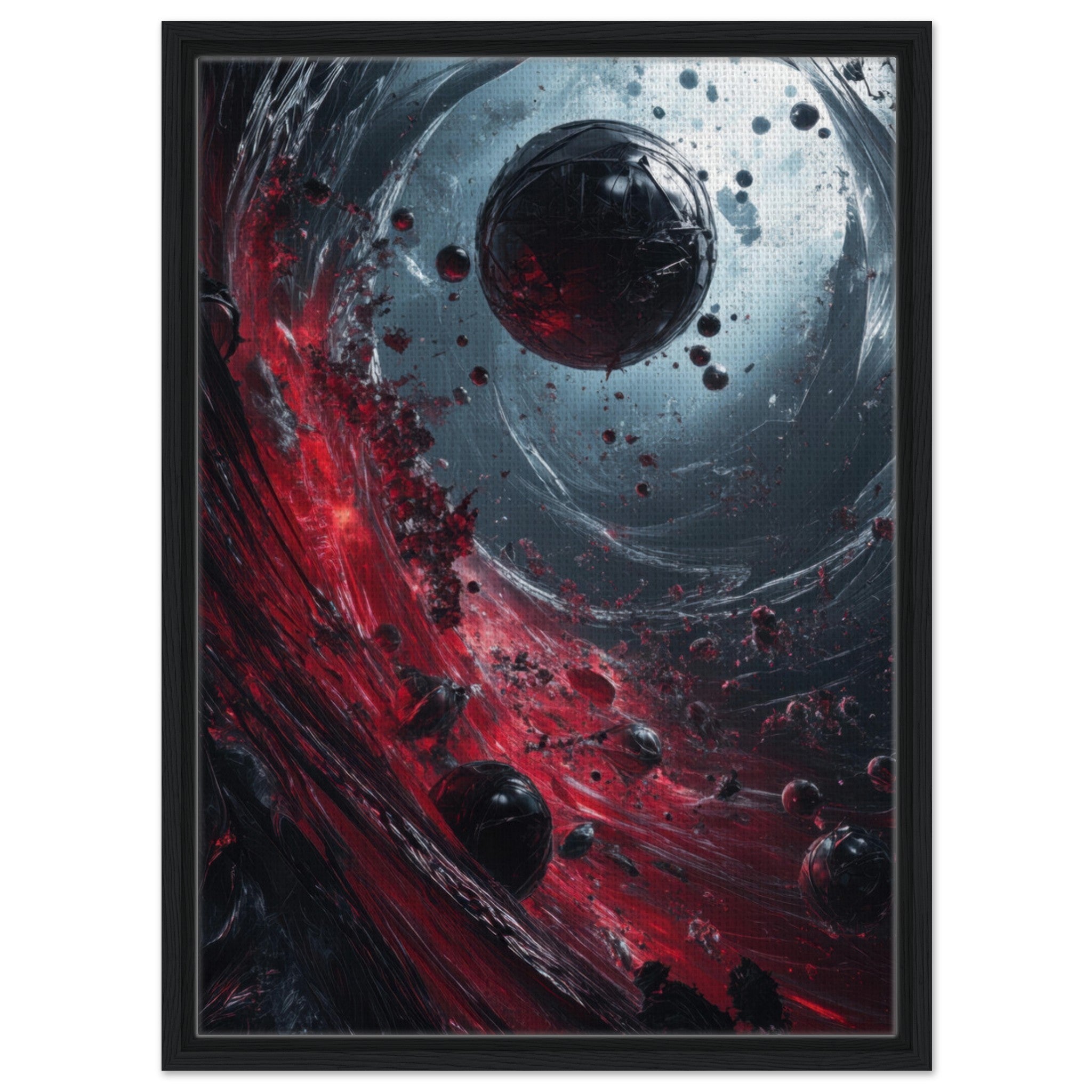 Framed Canvas Portrait - Gravitys Collapse A violent implosion of fragment 6 - Shop Ai Art WebShop - Digital Art online Store