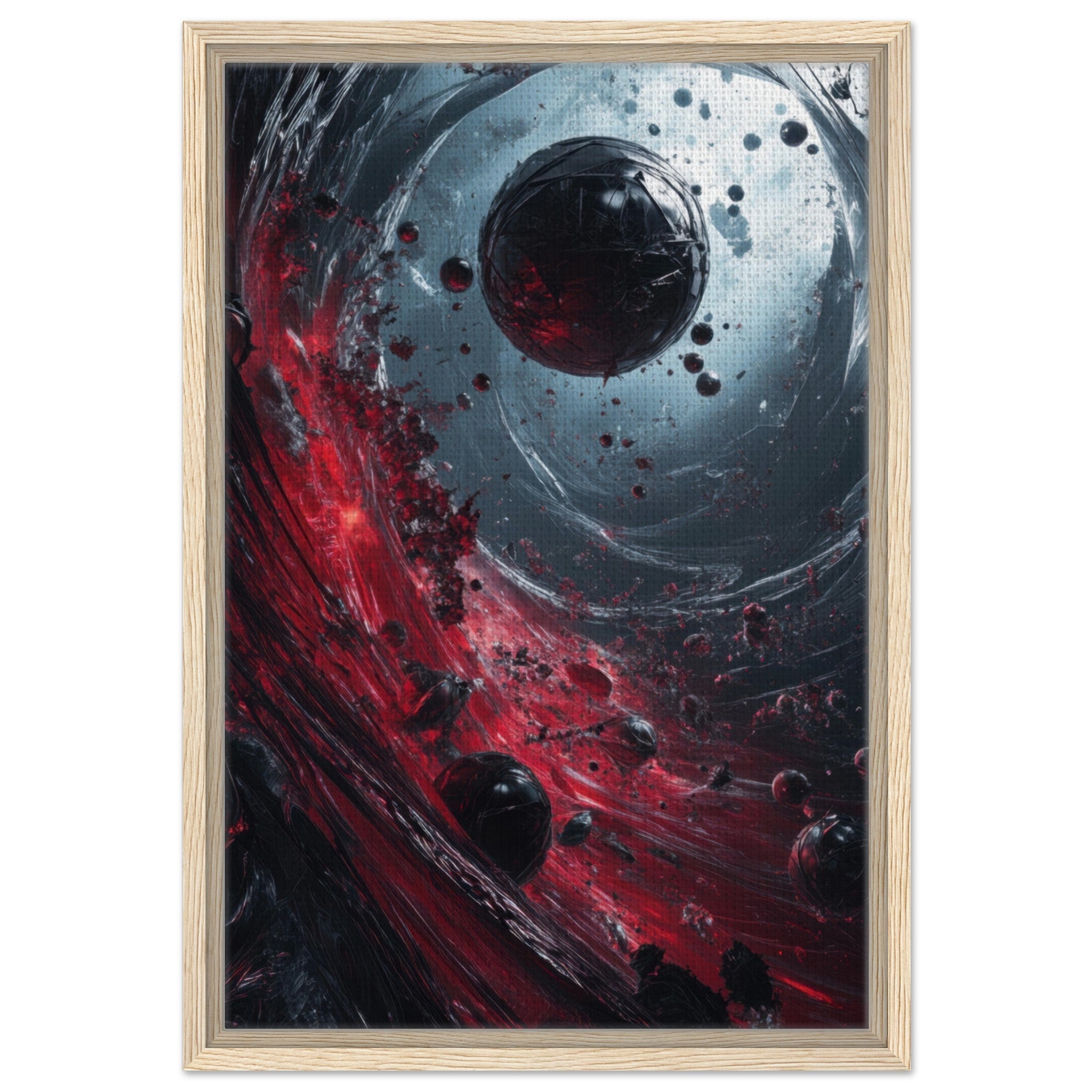 Framed Canvas Portrait - Gravitys Collapse A violent implosion of fragment 6 - Shop Ai Art WebShop - Digital Art online Store