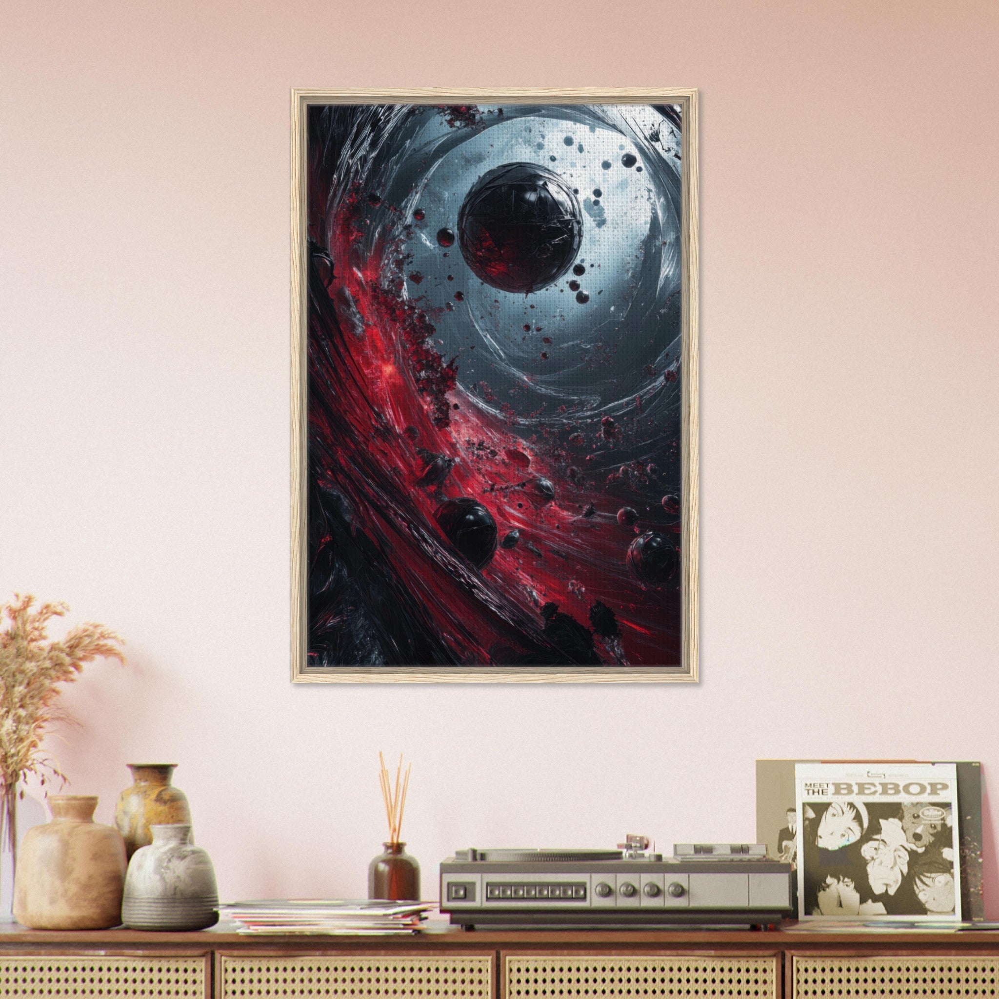 Framed Canvas Portrait - Gravitys Collapse A violent implosion of fragment 6 - Shop Ai Art WebShop - Digital Art online Store