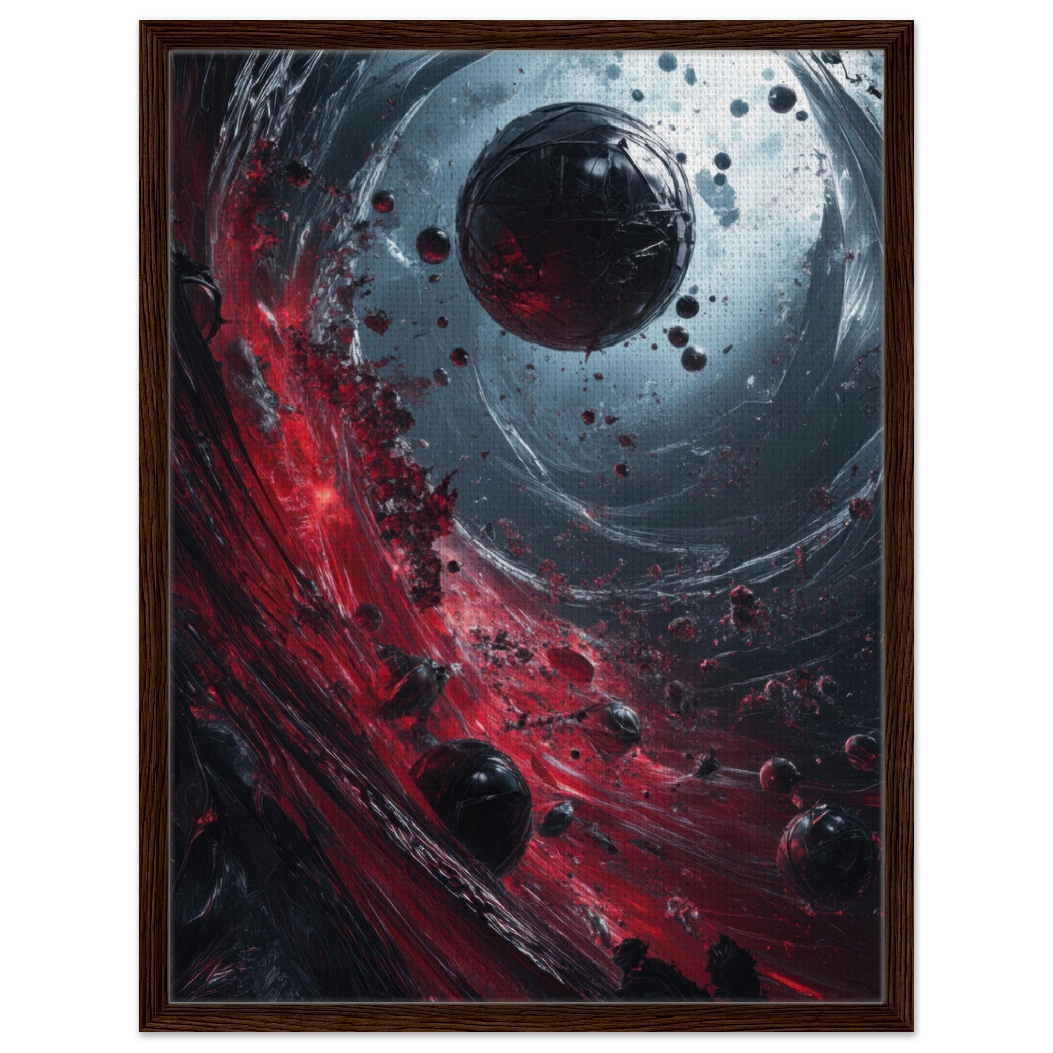 Framed Canvas Portrait - Gravitys Collapse A violent implosion of fragment 6 - Shop Ai Art WebShop - Digital Art online Store