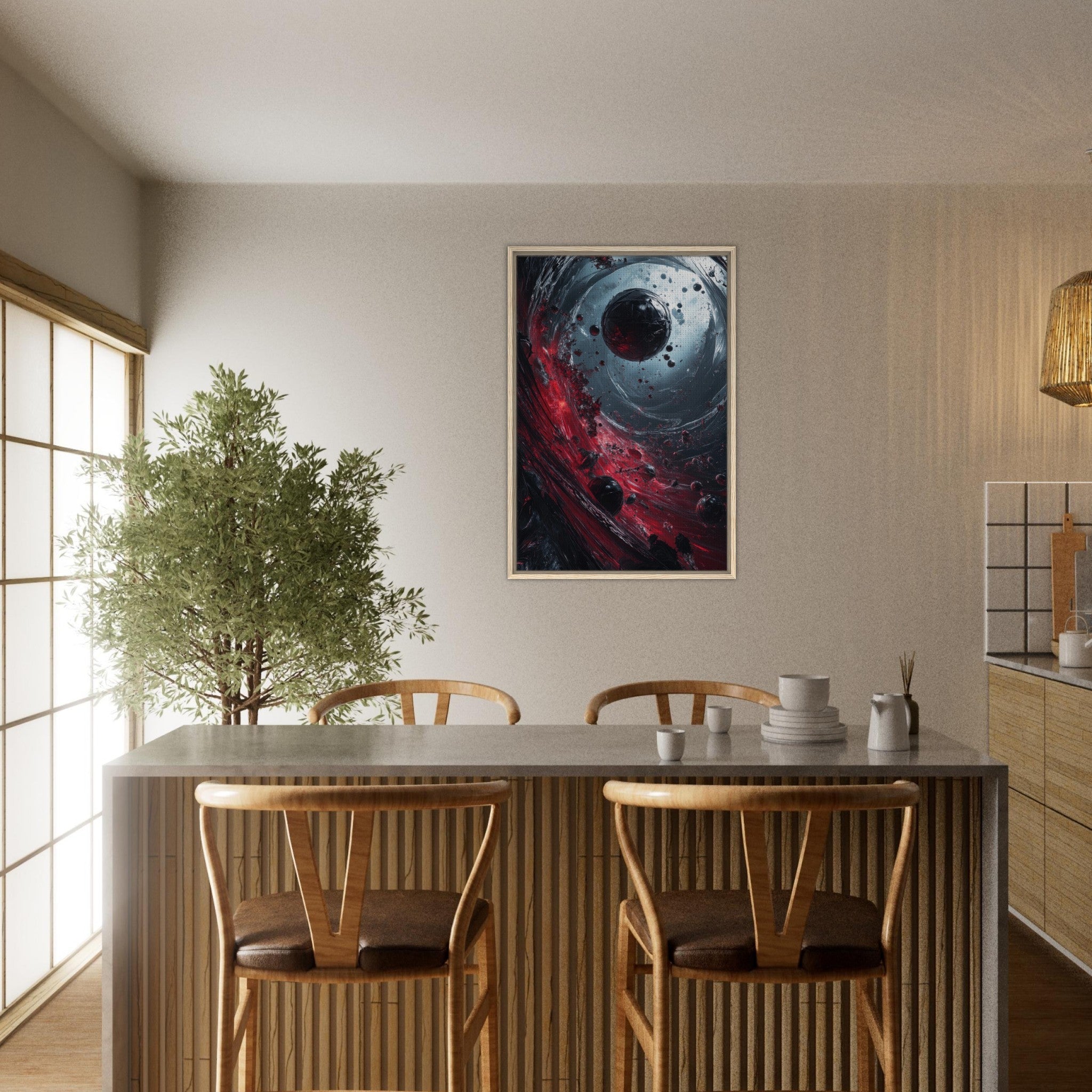 Framed Canvas Portrait - Gravitys Collapse A violent implosion of fragment 6 - Shop Ai Art WebShop - Digital Art online Store