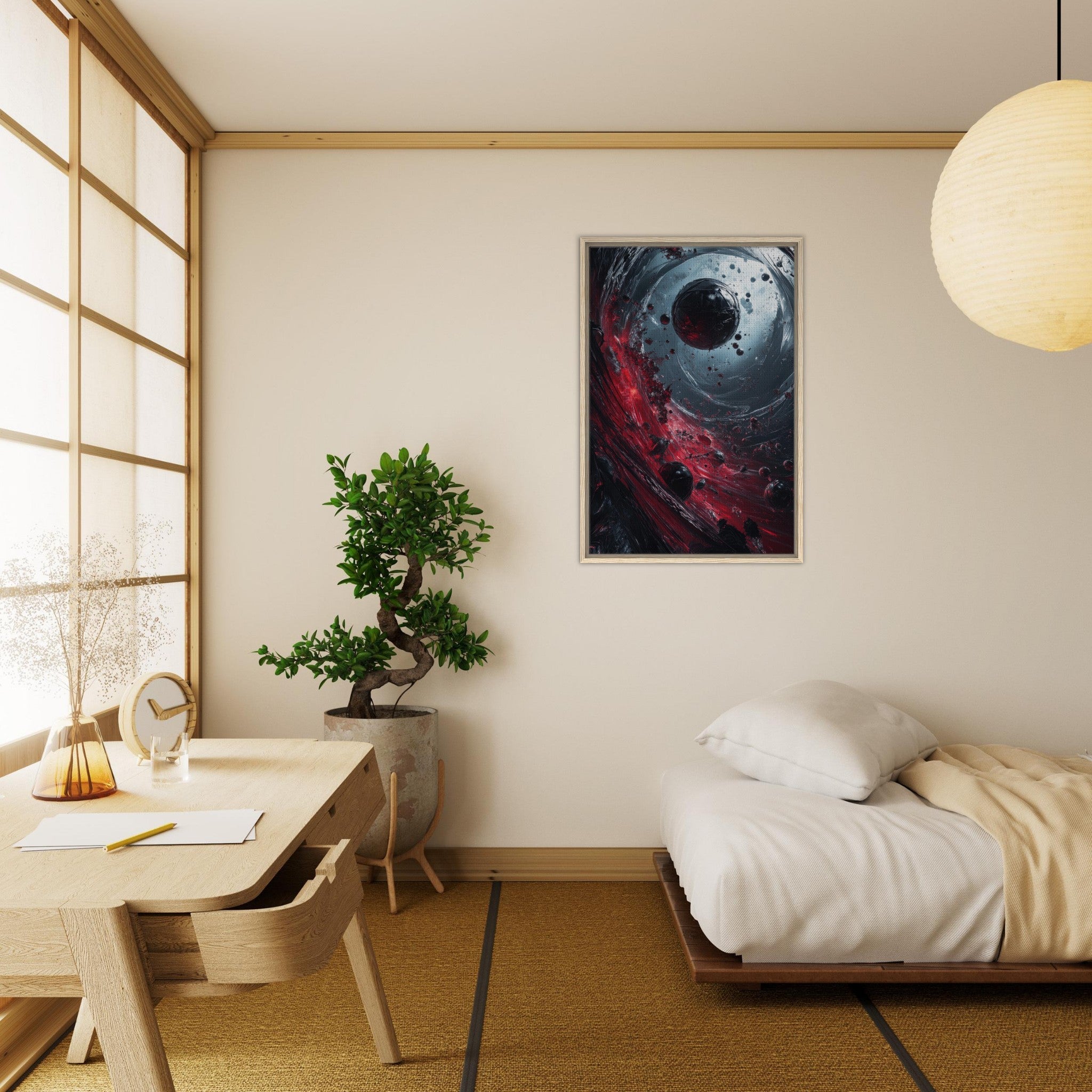 Framed Canvas Portrait - Gravitys Collapse A violent implosion of fragment 6 - Shop Ai Art WebShop - Digital Art online Store
