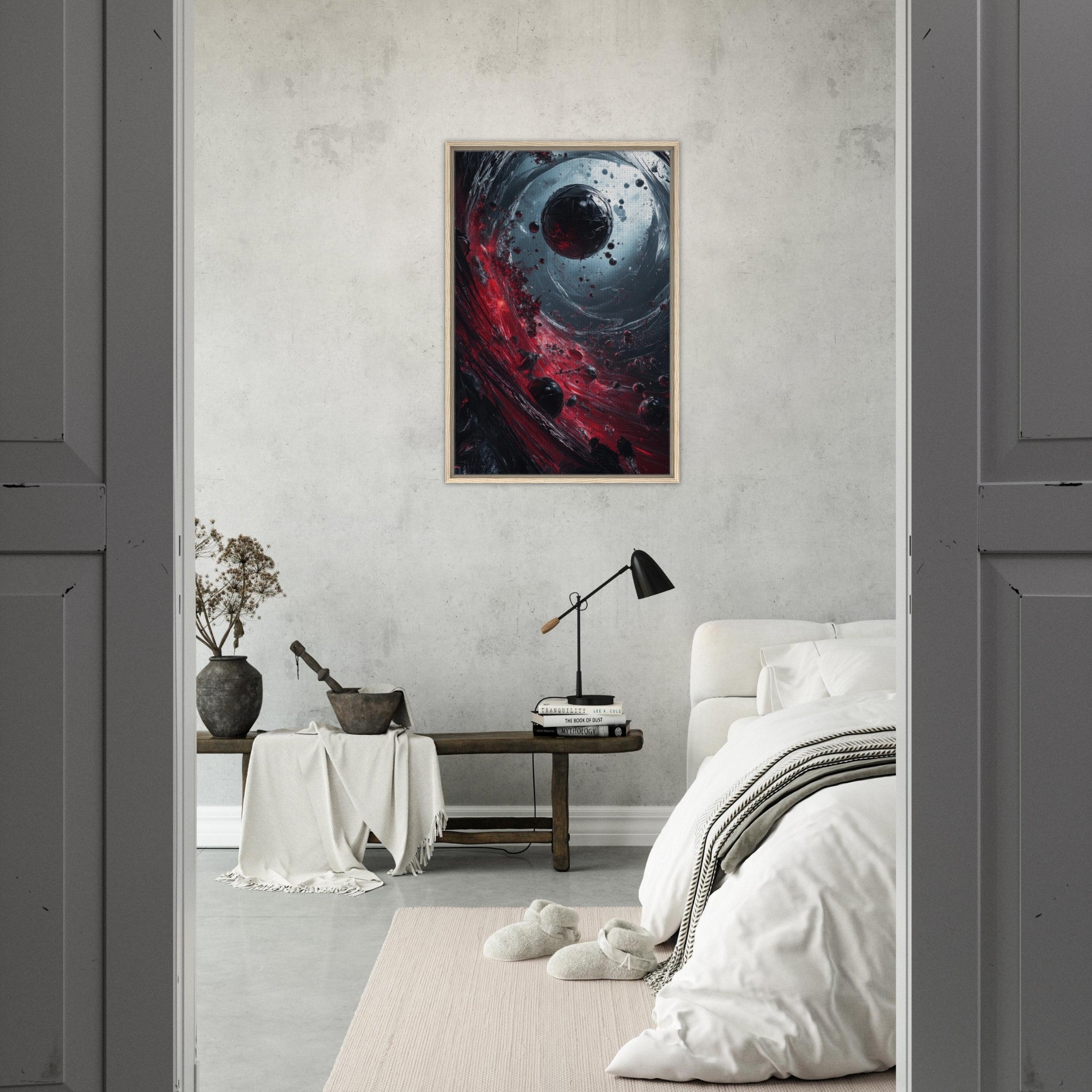 Framed Canvas Portrait - Gravitys Collapse A violent implosion of fragment 6 - Shop Ai Art WebShop - Digital Art online Store