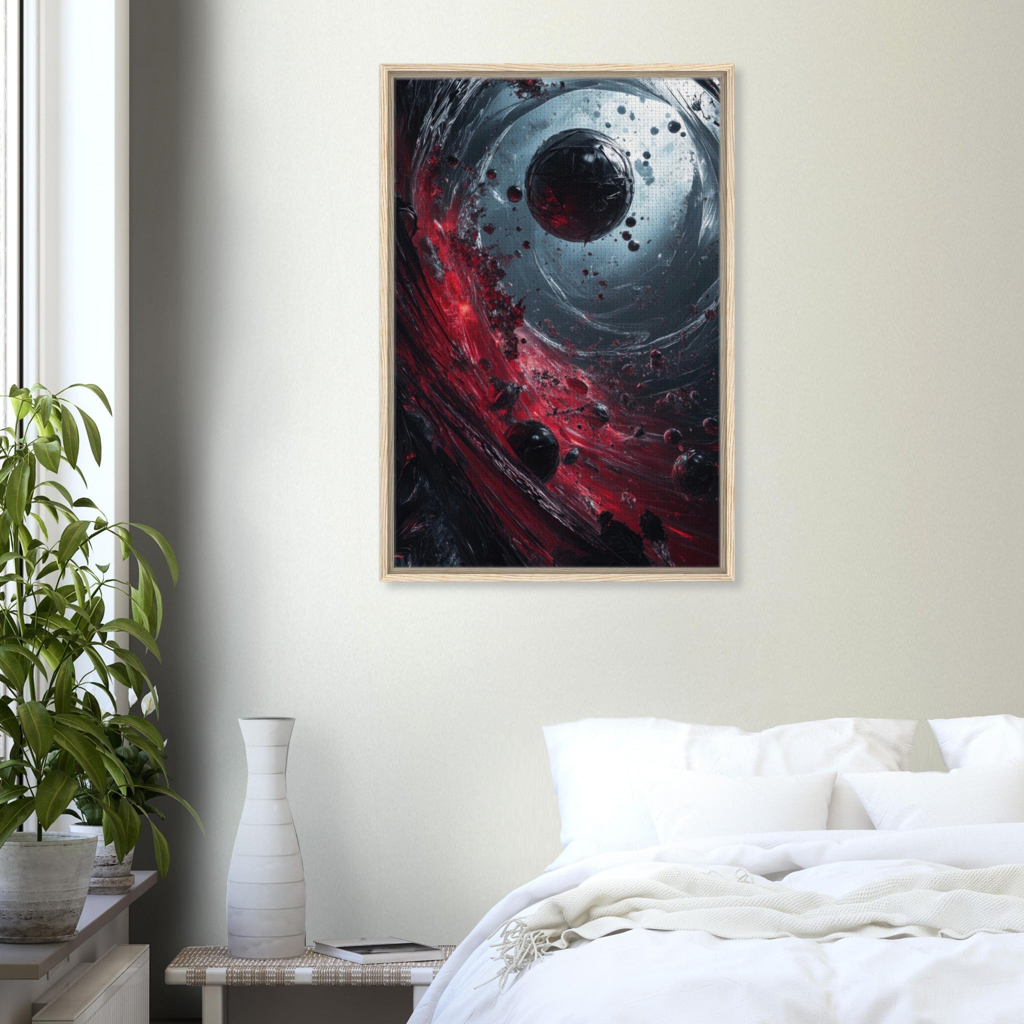Framed Canvas Portrait - Gravitys Collapse A violent implosion of fragment 6 - Shop Ai Art WebShop - Digital Art online Store