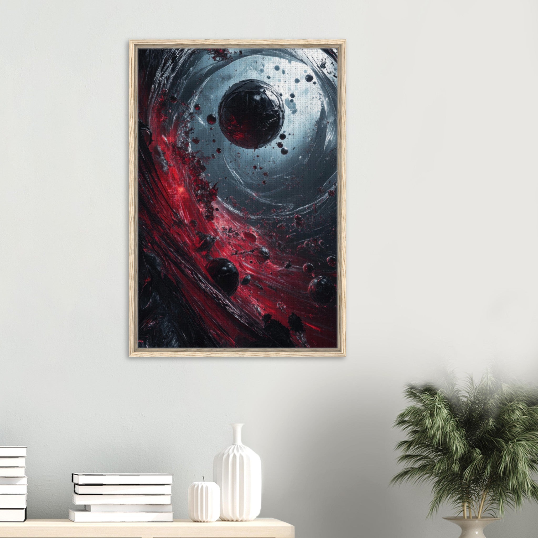 Framed Canvas Portrait - Gravitys Collapse A violent implosion of fragment 6 - Shop Ai Art WebShop - Digital Art online Store