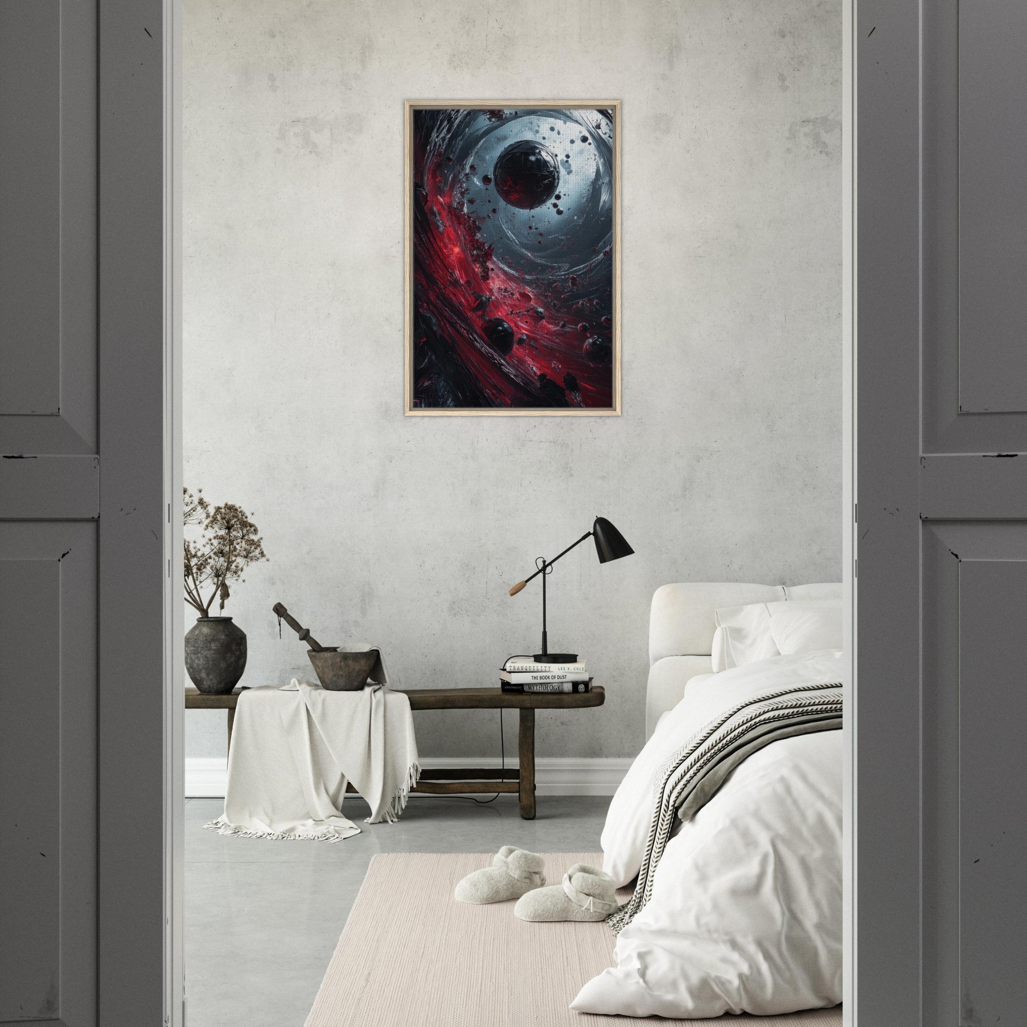 Framed Canvas Portrait - Gravitys Collapse A violent implosion of fragment 6 - Shop Ai Art WebShop - Digital Art online Store
