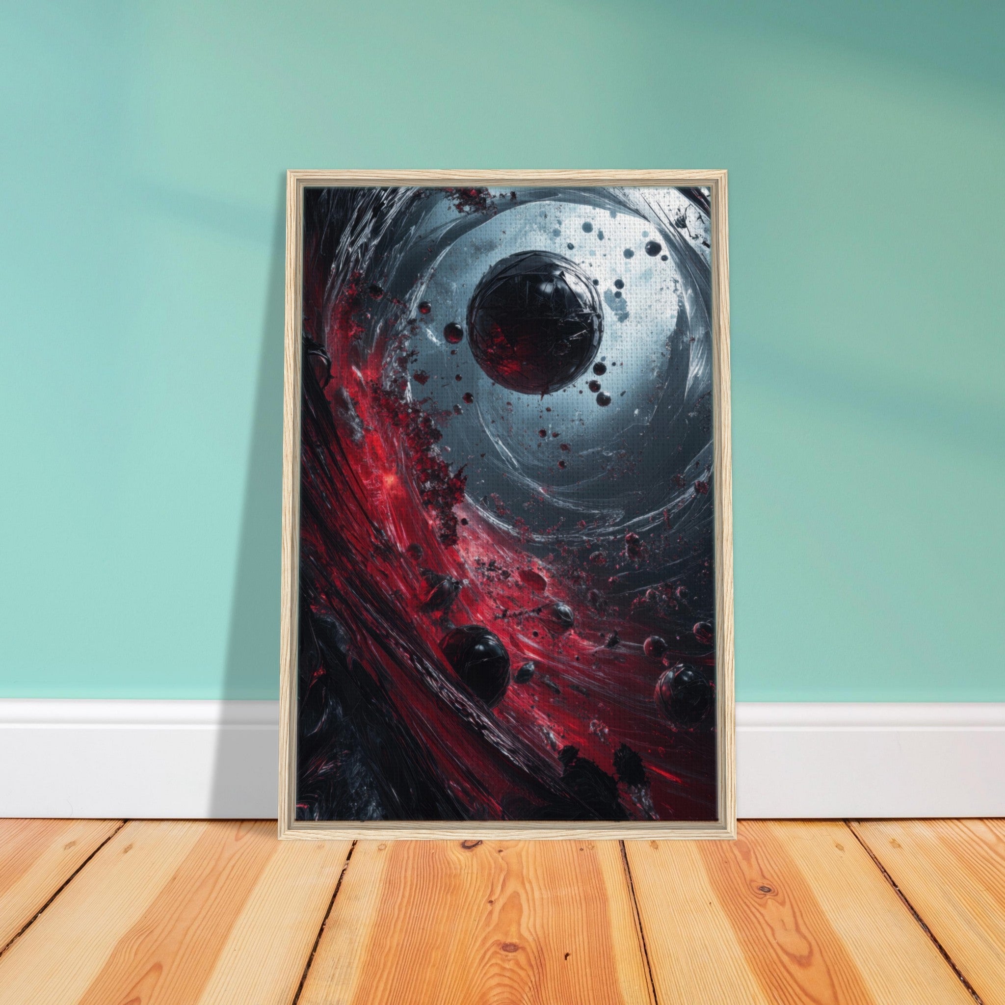 Framed Canvas Portrait - Gravitys Collapse A violent implosion of fragment 6 - Shop Ai Art WebShop - Digital Art online Store