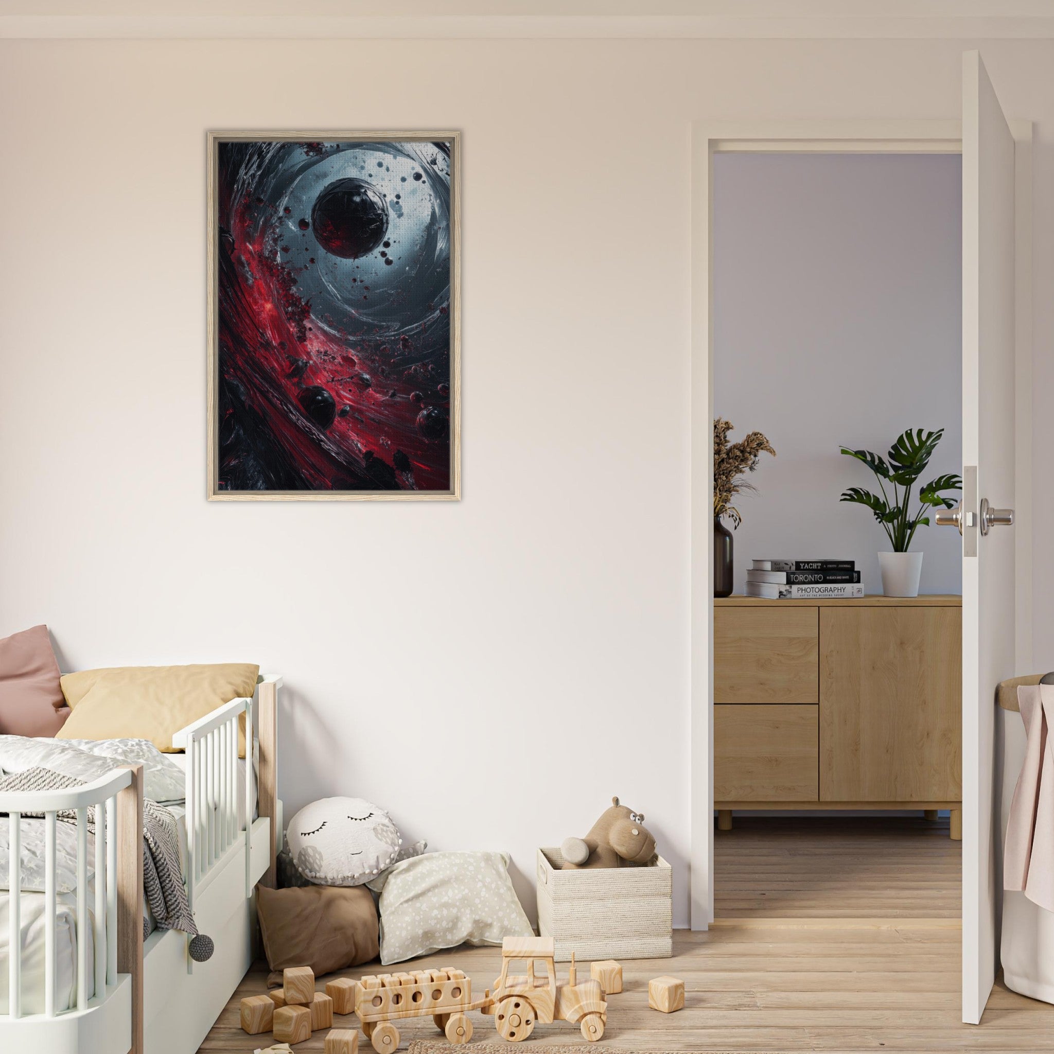 Framed Canvas Portrait - Gravitys Collapse A violent implosion of fragment 6 - Shop Ai Art WebShop - Digital Art online Store
