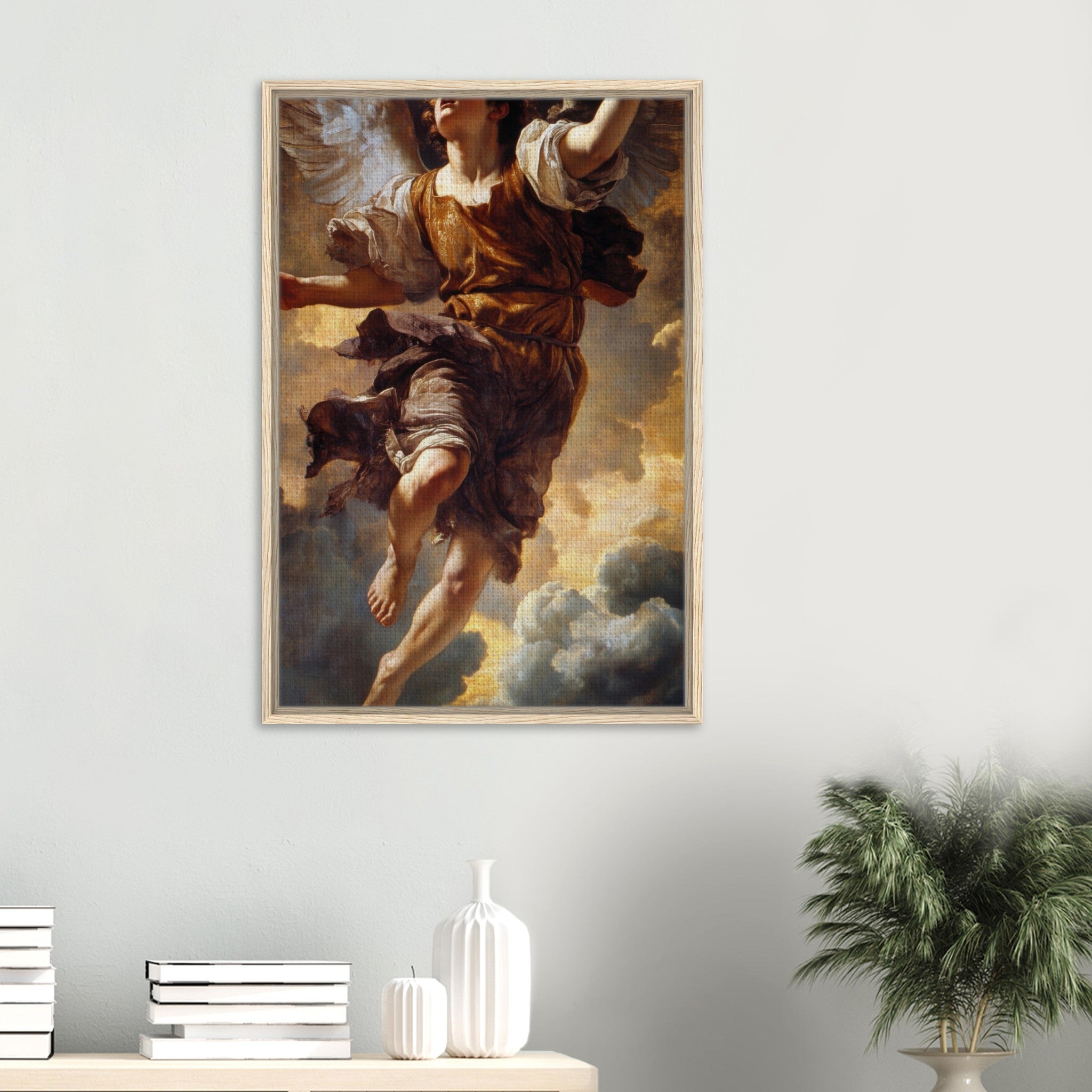 Framed Canvas Portrait - The Fallen Angels Descent Baroque Mythological 2 - Shop Ai Art WebShop - Digital Art online Store