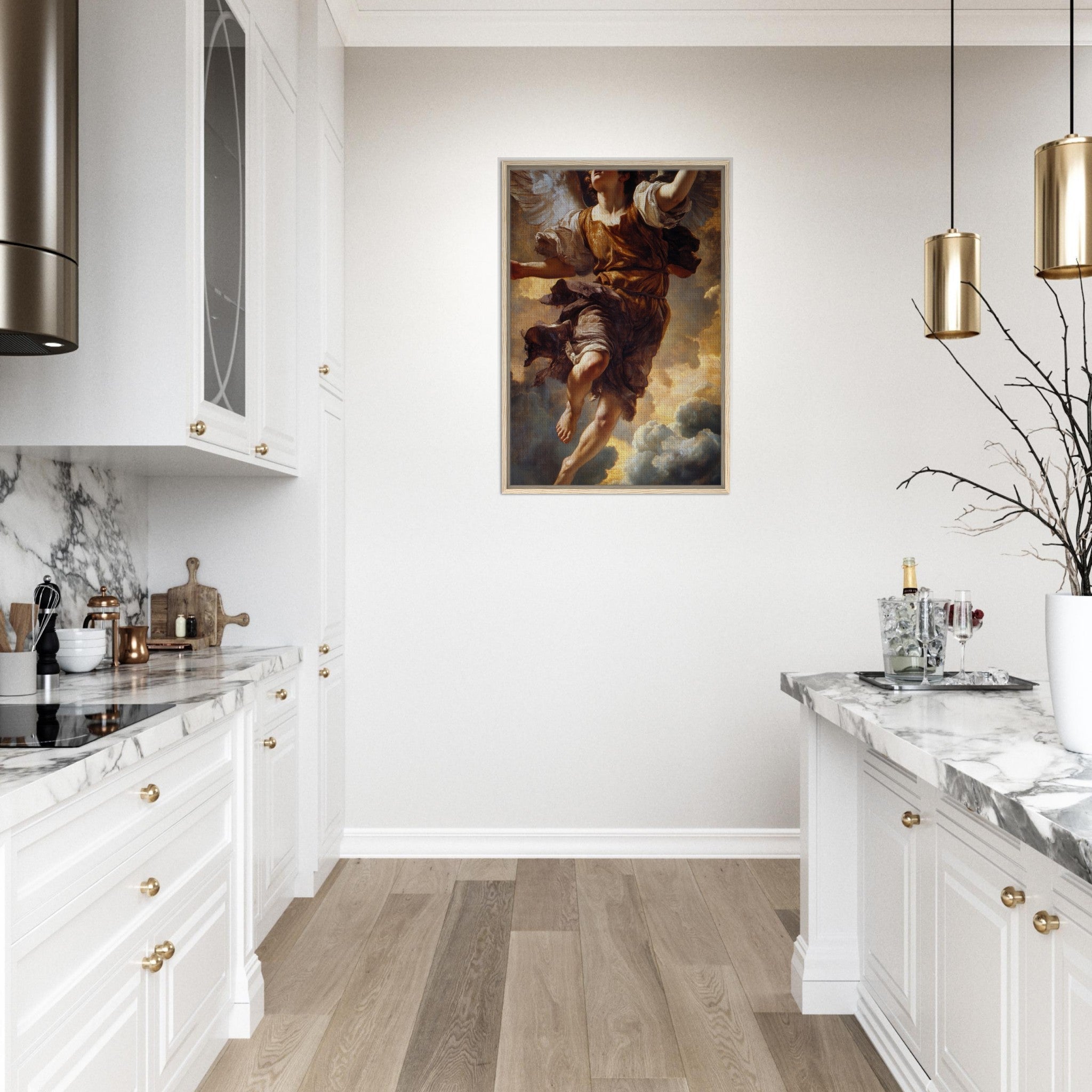 Framed Canvas Portrait - The Fallen Angels Descent Baroque Mythological 2 - Shop Ai Art WebShop - Digital Art online Store