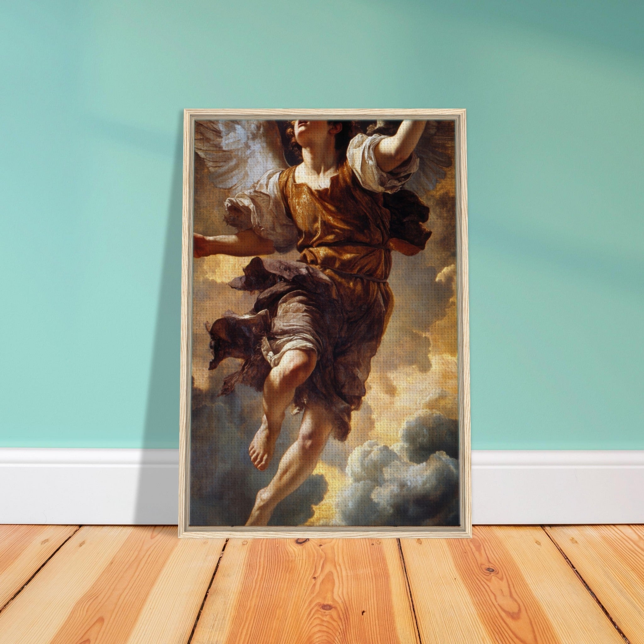 Framed Canvas Portrait - The Fallen Angels Descent Baroque Mythological 2 - Shop Ai Art WebShop - Digital Art online Store