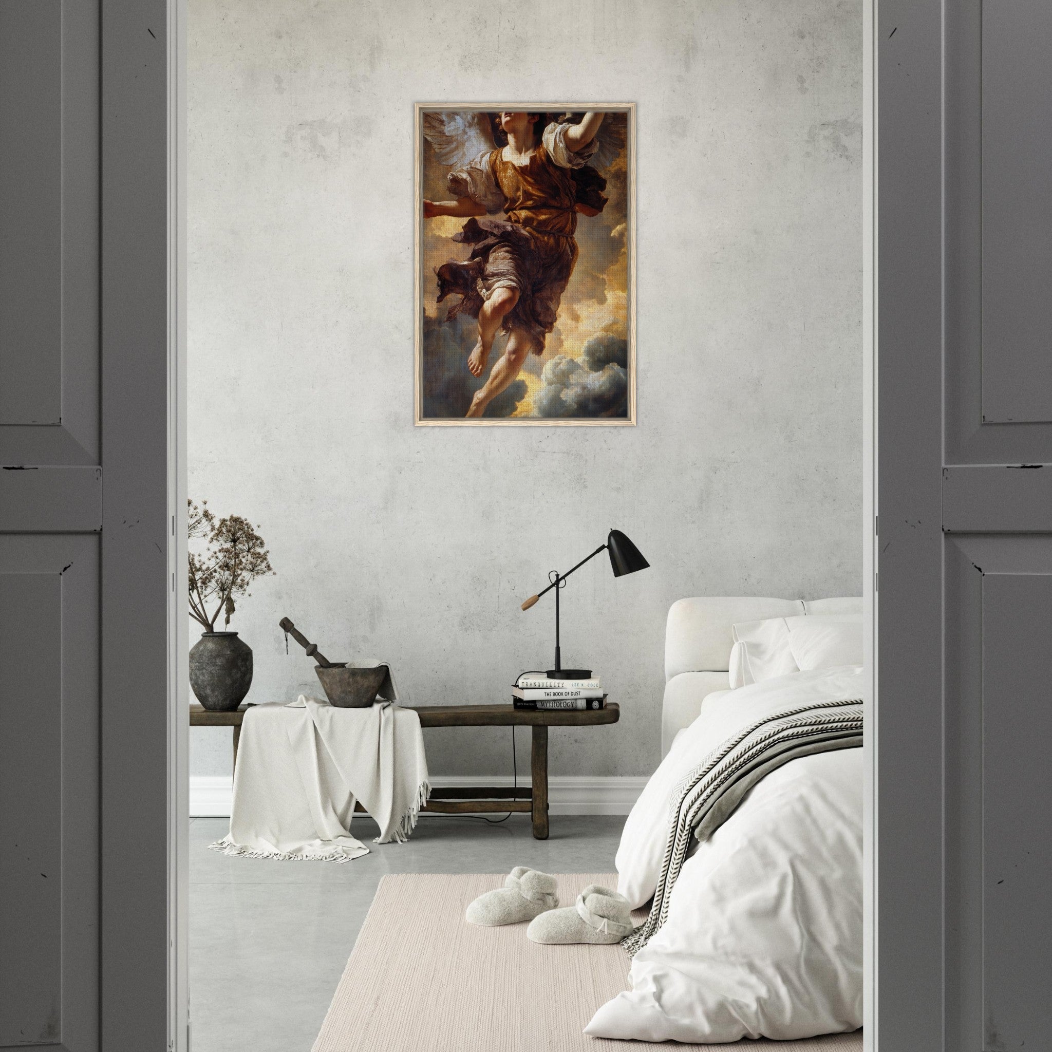 Framed Canvas Portrait - The Fallen Angels Descent Baroque Mythological 2 - Shop Ai Art WebShop - Digital Art online Store