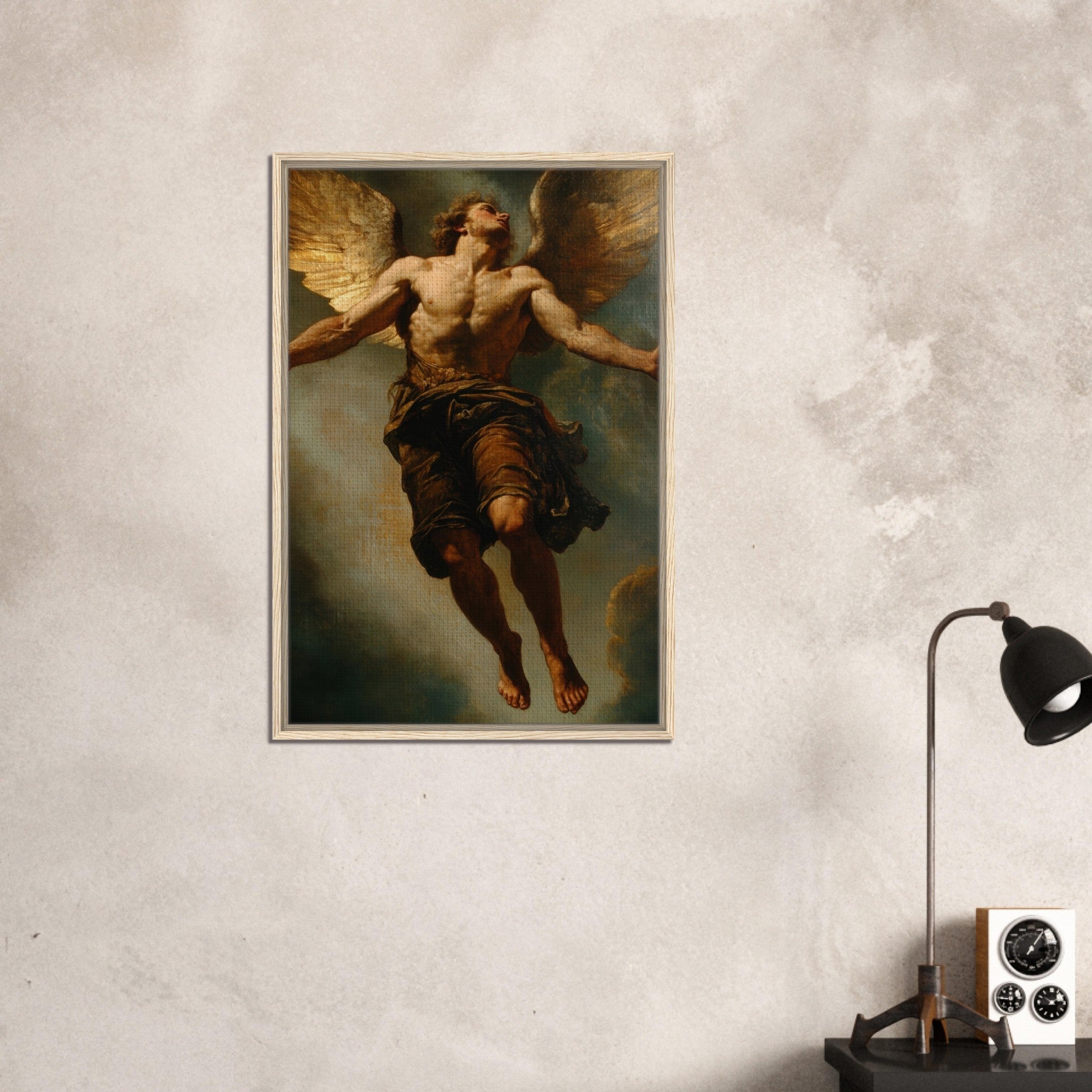 Framed Canvas Portrait - The Fallen Angels Descent Baroque Mythological 3 - Shop Ai Art WebShop - Digital Art online Store