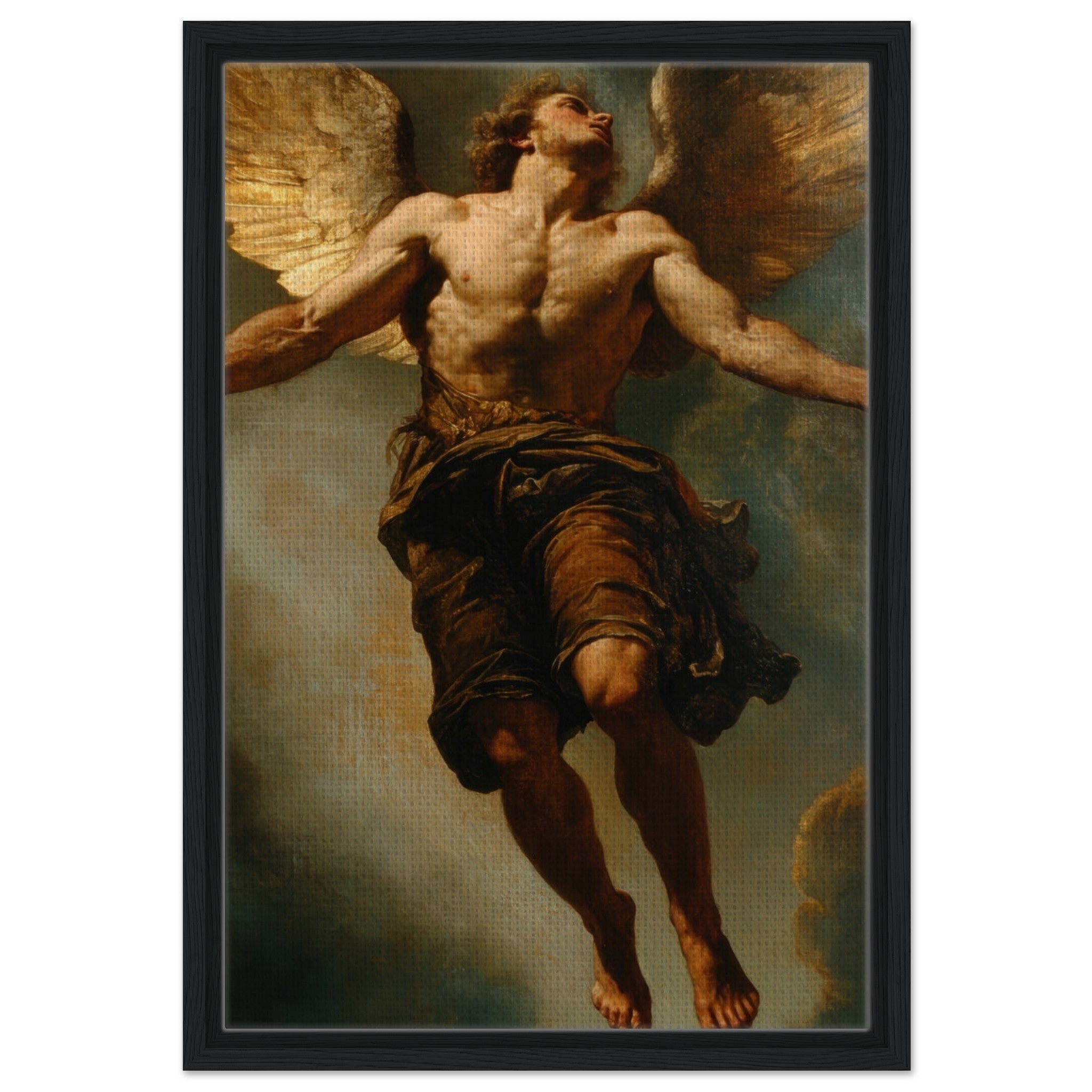 Framed Canvas Portrait - The Fallen Angels Descent Baroque Mythological 3 - Shop Ai Art WebShop - Digital Art online Store