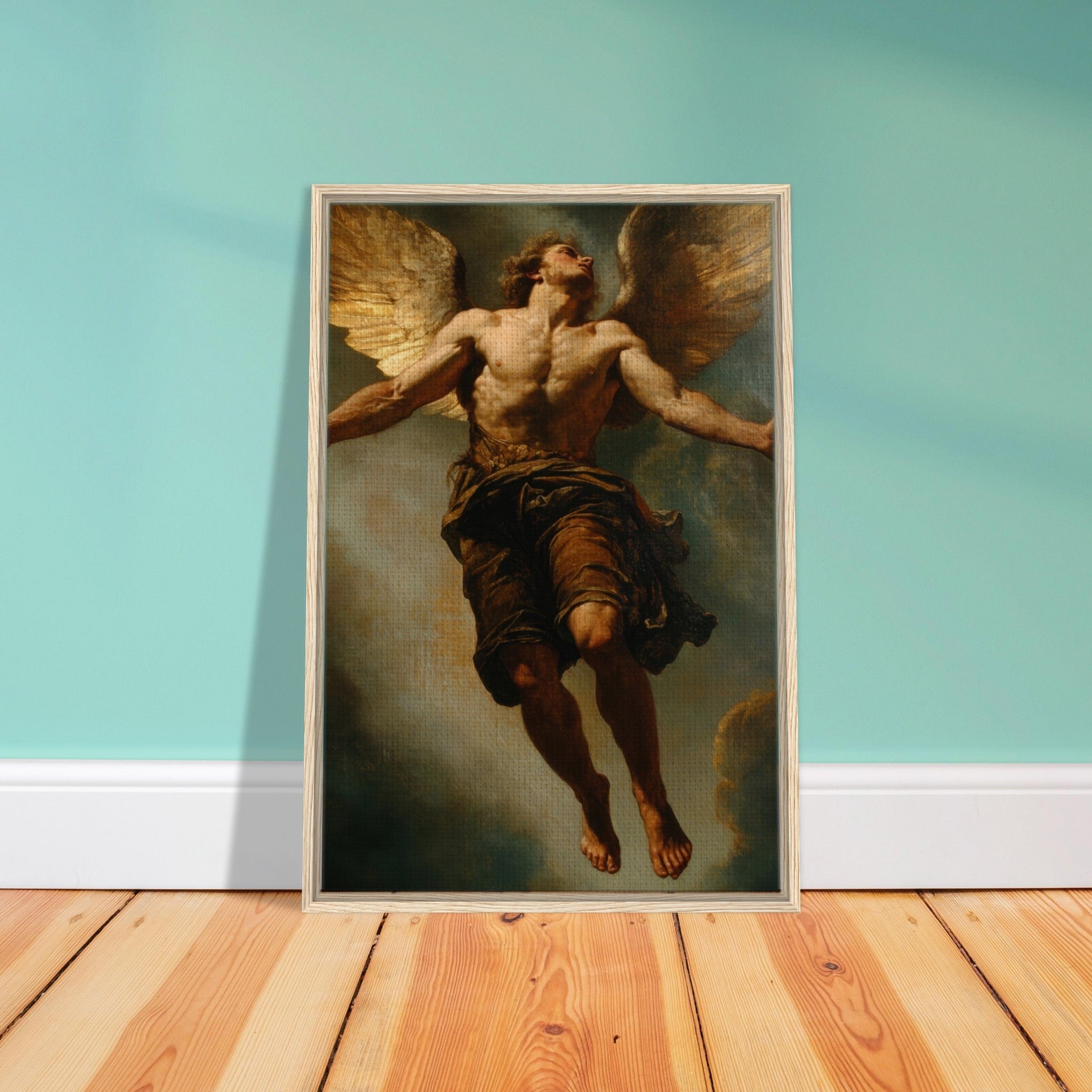 Framed Canvas Portrait - The Fallen Angels Descent Baroque Mythological 3 - Shop Ai Art WebShop - Digital Art online Store