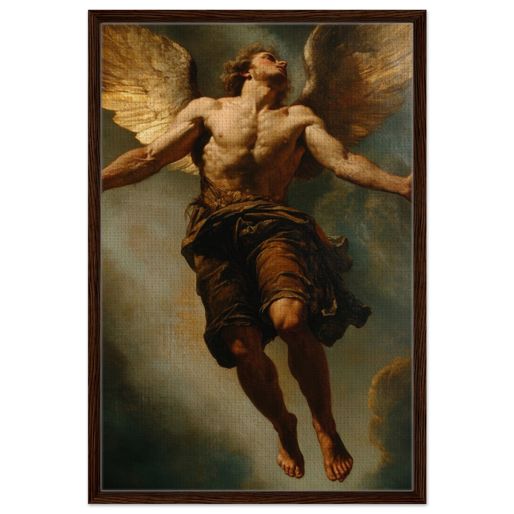 Framed Canvas Portrait - The Fallen Angels Descent Baroque Mythological 3 - Shop Ai Art WebShop - Digital Art online Store