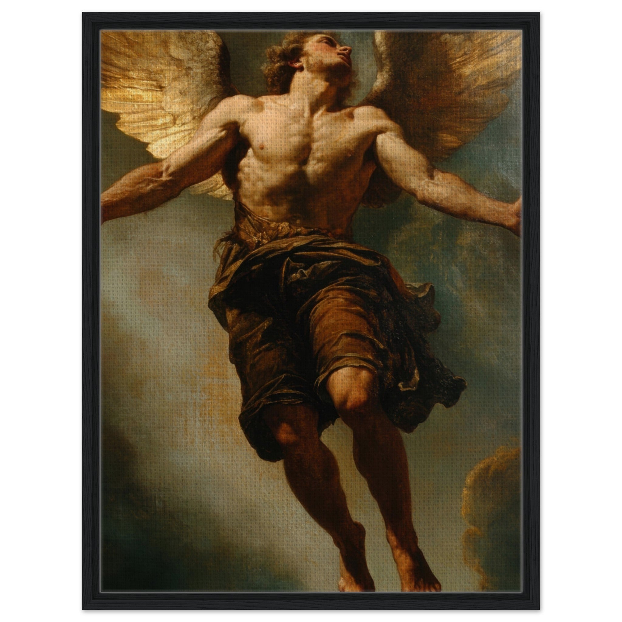 Framed Canvas Portrait - The Fallen Angels Descent Baroque Mythological 3 - Shop Ai Art WebShop - Digital Art online Store