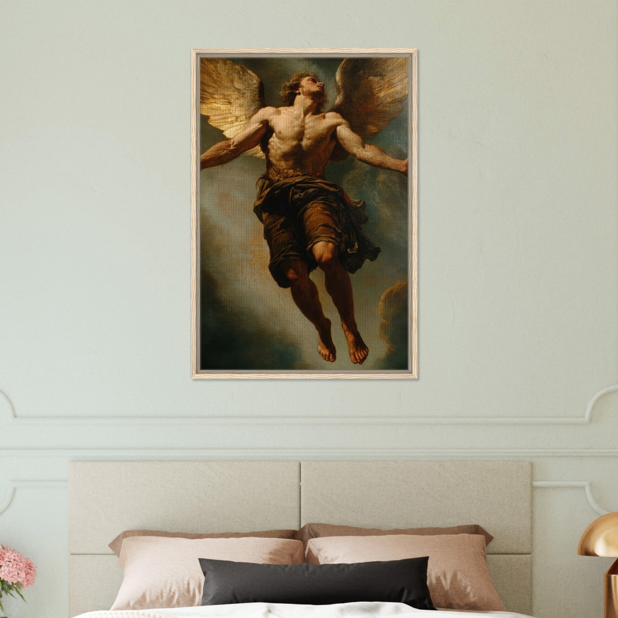 Framed Canvas Portrait - The Fallen Angels Descent Baroque Mythological 3 - Shop Ai Art WebShop - Digital Art online Store
