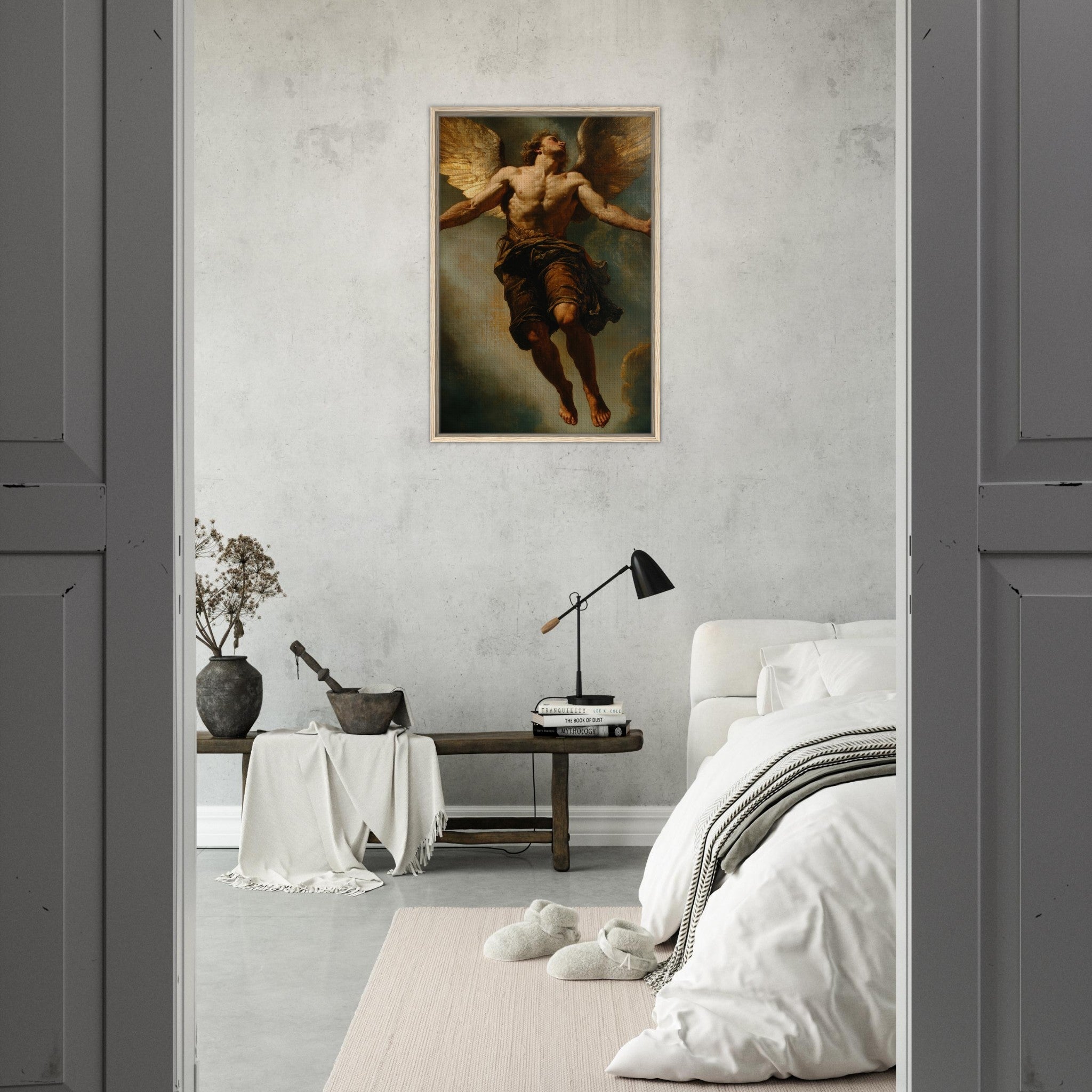 Framed Canvas Portrait - The Fallen Angels Descent Baroque Mythological 3 - Shop Ai Art WebShop - Digital Art online Store