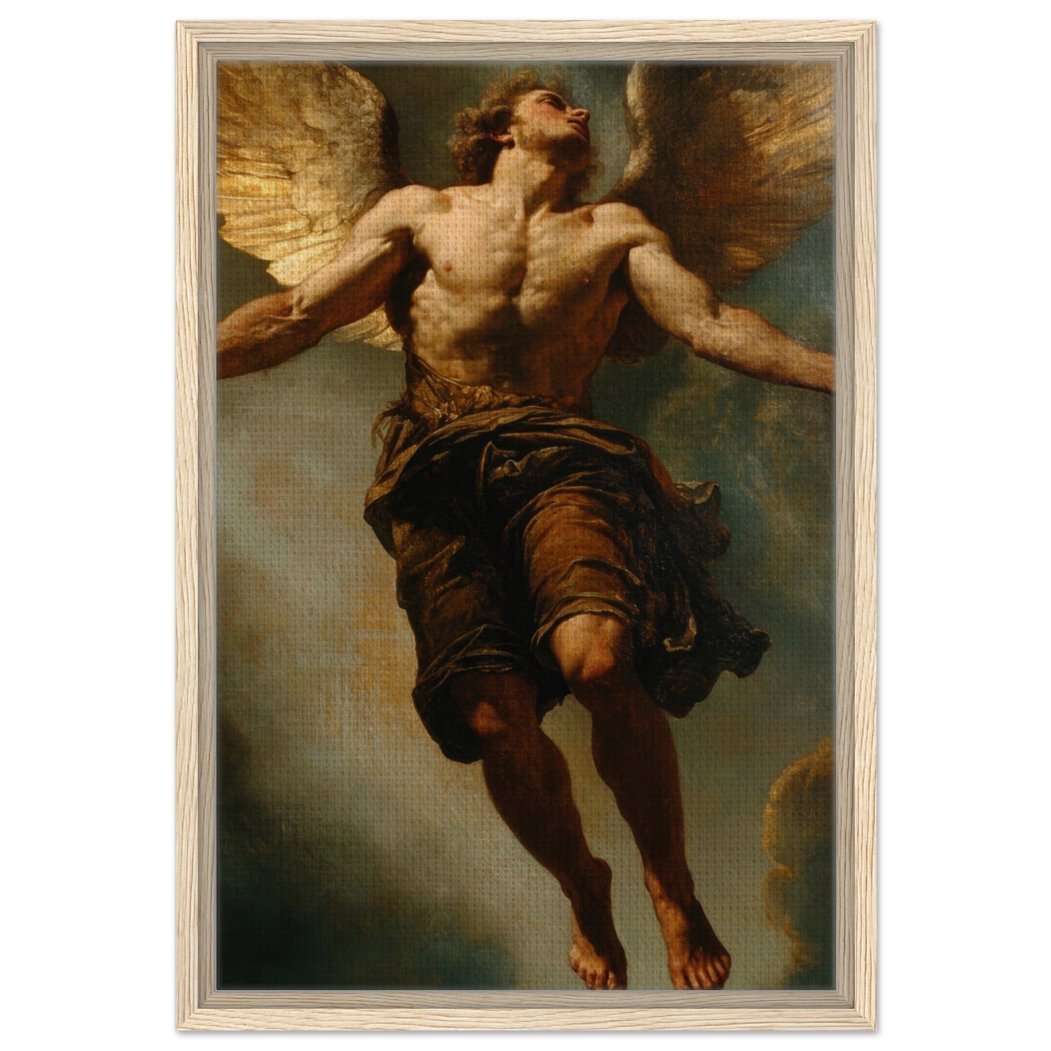 Framed Canvas Portrait - The Fallen Angels Descent Baroque Mythological 3 - Shop Ai Art WebShop - Digital Art online Store