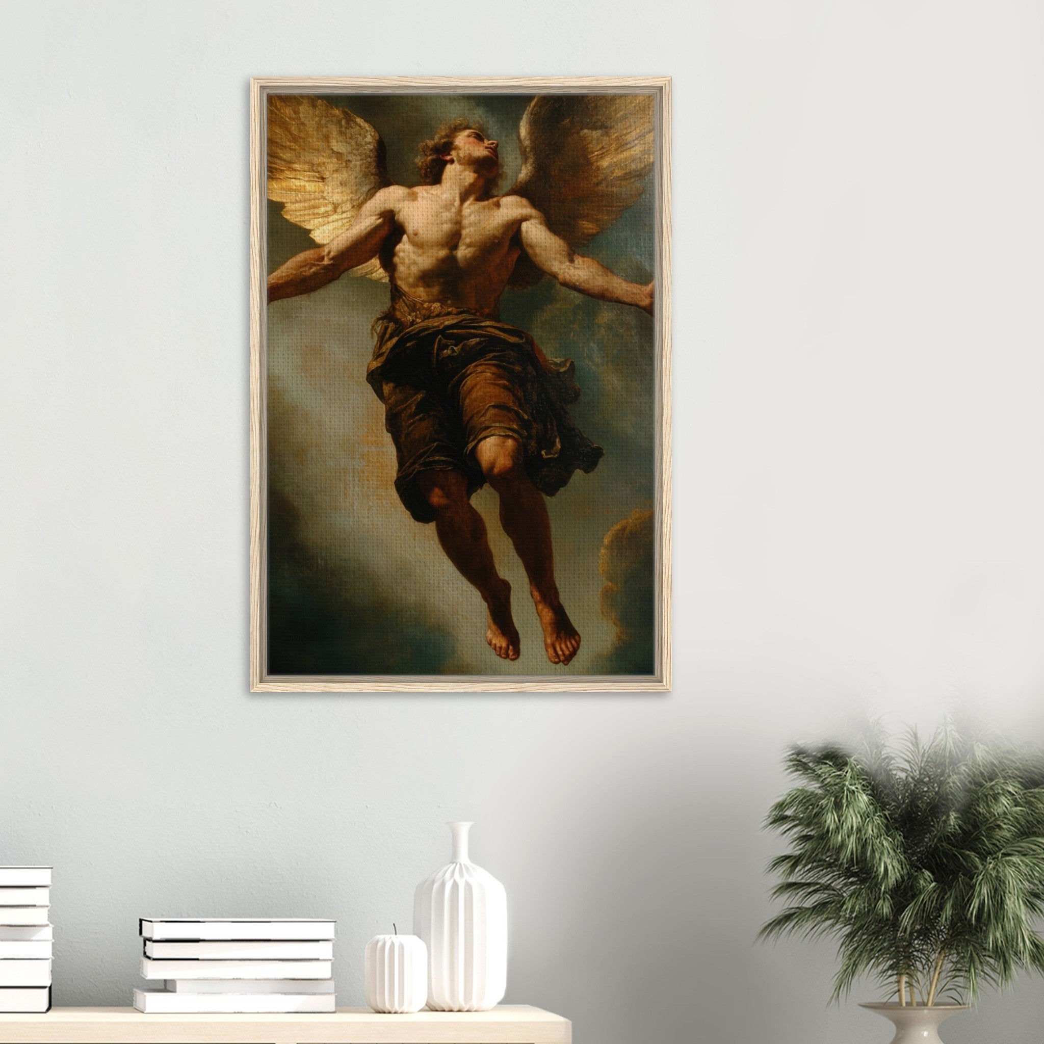 Framed Canvas Portrait - The Fallen Angels Descent Baroque Mythological 3 - Shop Ai Art WebShop - Digital Art online Store